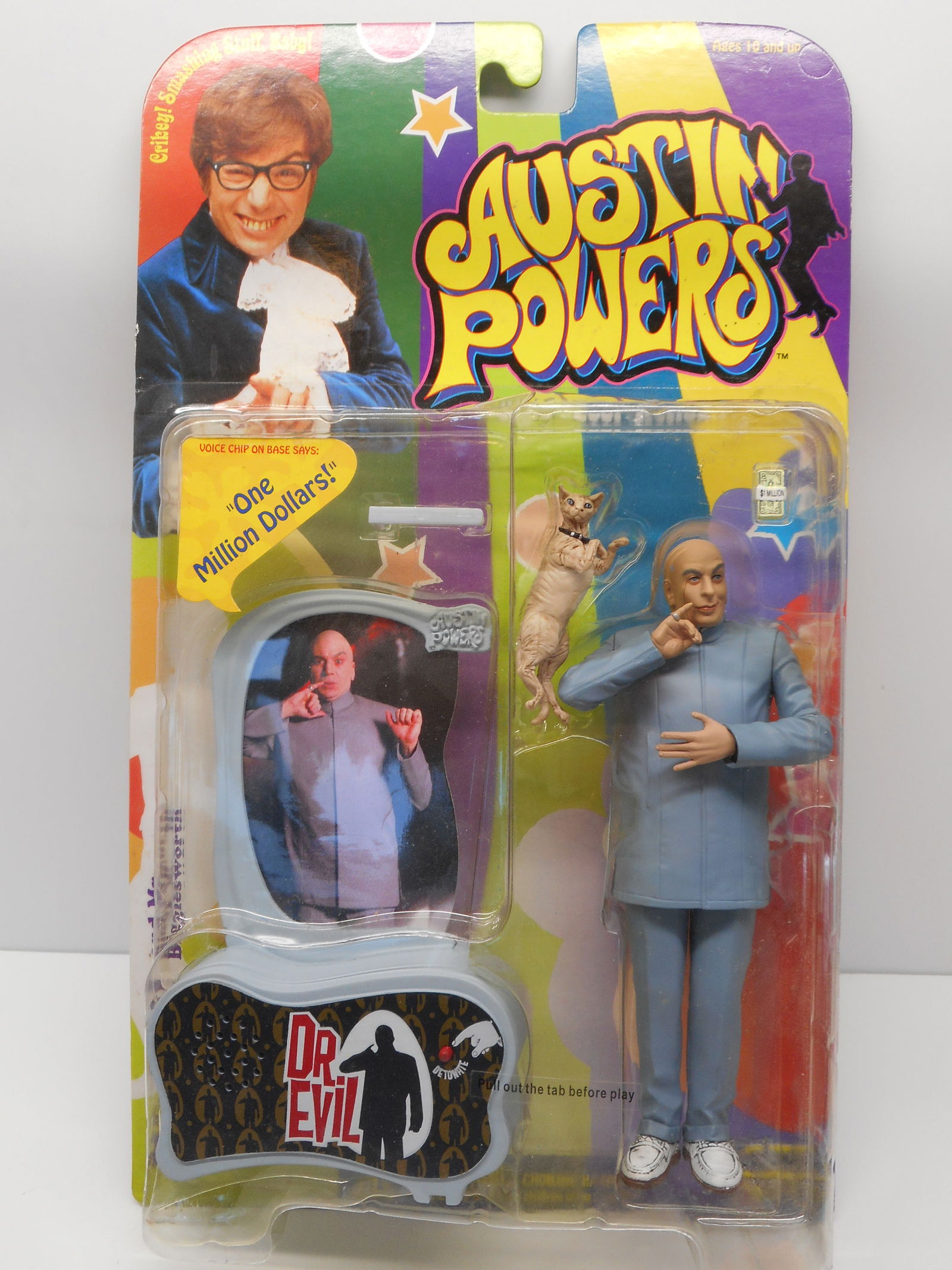 Dr. Evil & Mr. Bigglesworth Ultra Cool Action Figure, Voice Chip on Base, Austin Powers, New in Box (1 of 4)