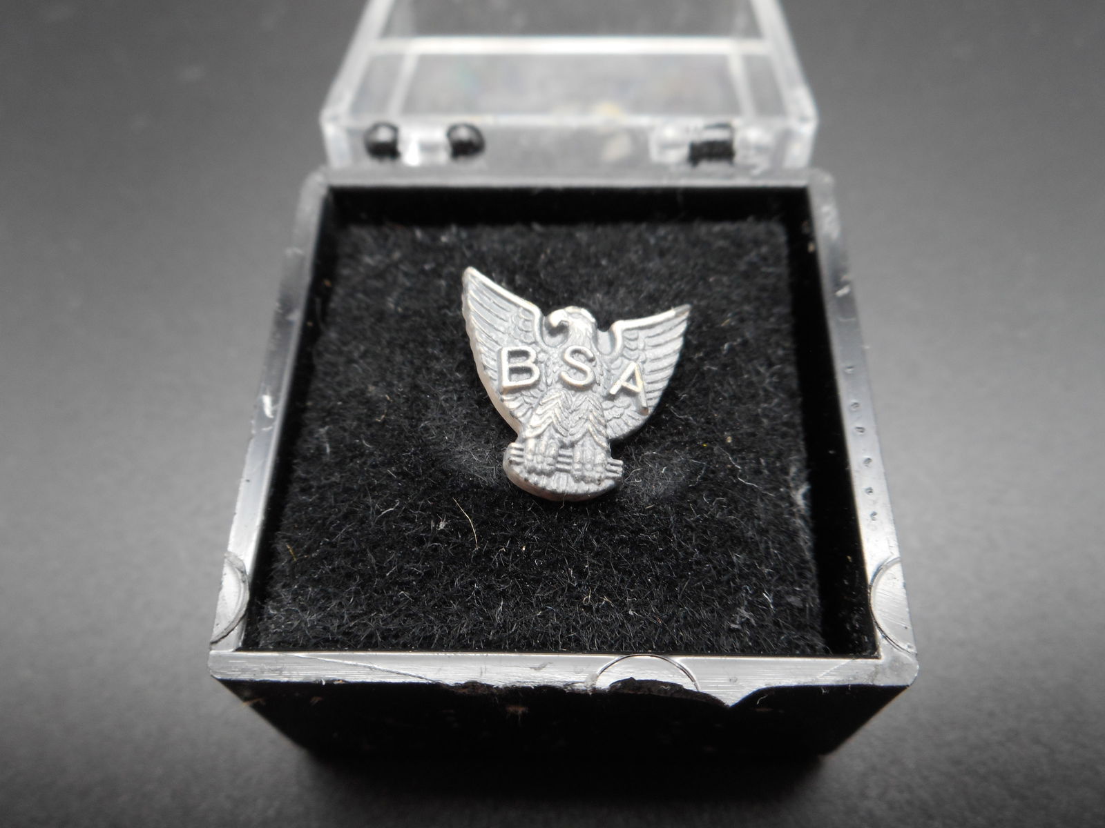 Vintage BSA Service Pin, Sterling Silver Eagle Boy Scouts of America Lapel Tack Pin, 1/2 inch (1 of 3)