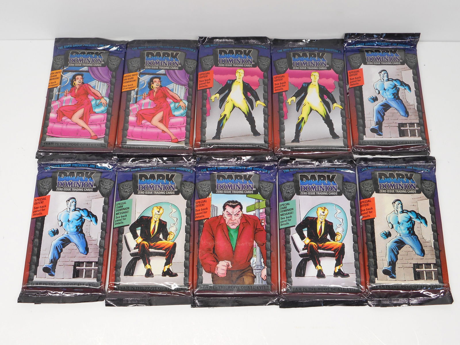 10 Sealed Packs DARK DOMINION ZERO ISSUE Comic Book Character Trading Cards, 1993 (1 of 4)