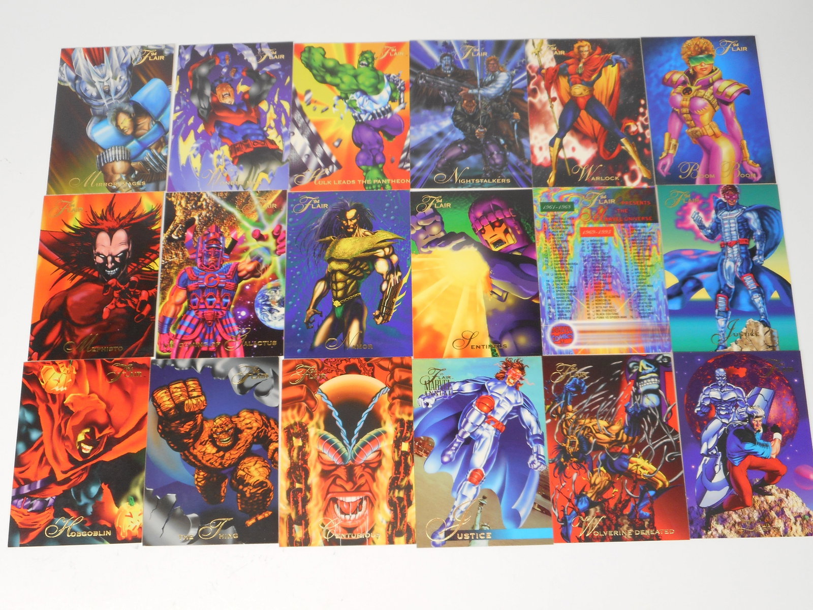 Vibrant Artwork, 1994 Marvel Universe Gold Foil Stamp Trading Cards, Super Heroes & Villains: Bidding on this item will be indication that the Bidder acknowledges that they have read and agreed to the Terms and Conditions posted to this Auction