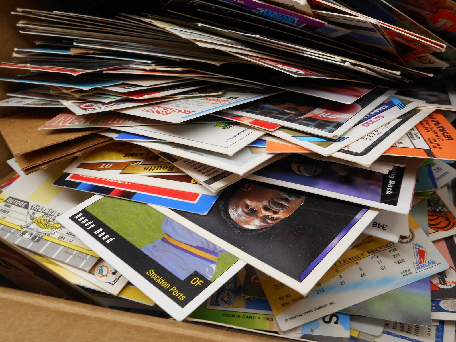 Box full of Assorted Sports Trading Cards, Including Baseball, Basketball, Football, 8 x 6 x 4" Box (1 of 3)