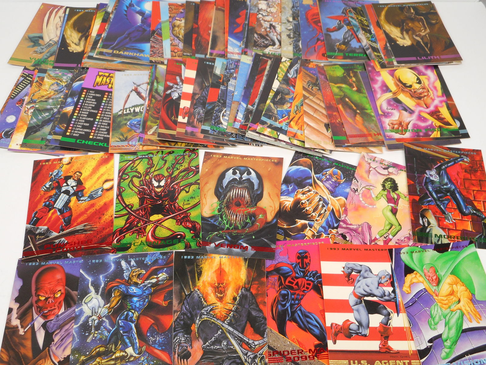 Marvel Masterpieces 1993 Collectible Trading Cards, Foil Character Names, Heros and Villains (1 of 5)