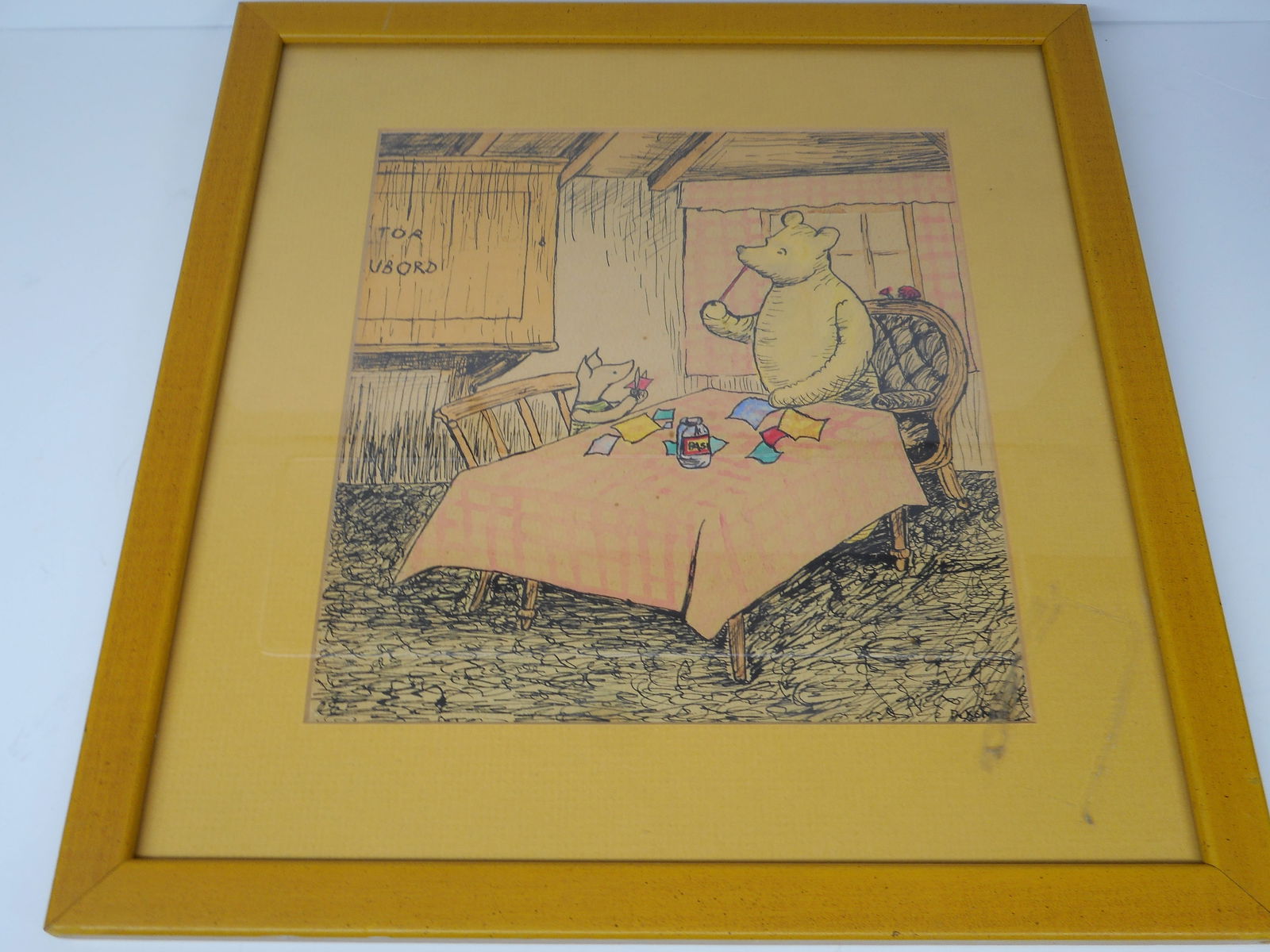 Classic Winnie the Pooh Matted and Framed Artwork - Scene from Pooh's Birthday Book (1 of 4)