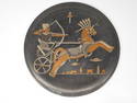 Rare Metalware Copper Embossed Egyptian Wall Decor, Chariot with Archer, 8-inch diameter