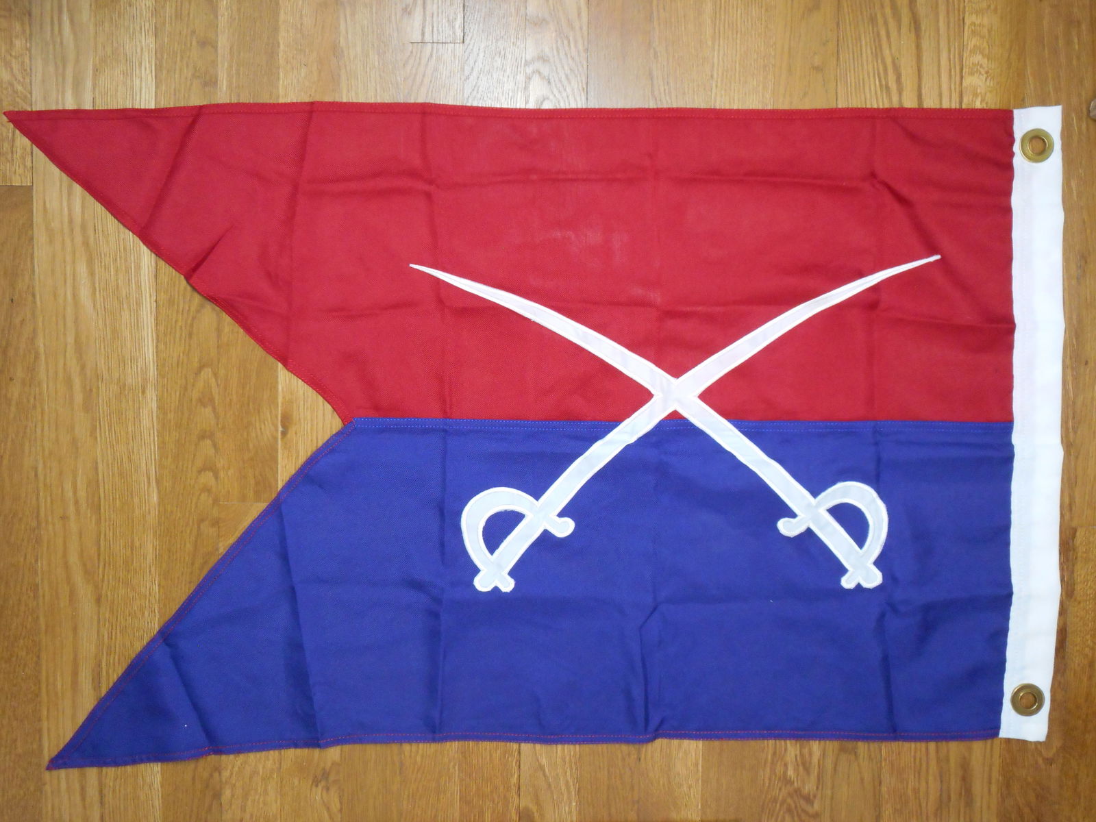 General Custer's Cavalry Guidon Flag, Sewn, Red & Blue with Crossed Swords, Grommets, 24 x 37 inches: Bidding on this item will be indication that the Bidder acknowledges that they have read and agreed to the Terms and Conditions posted to this Auction