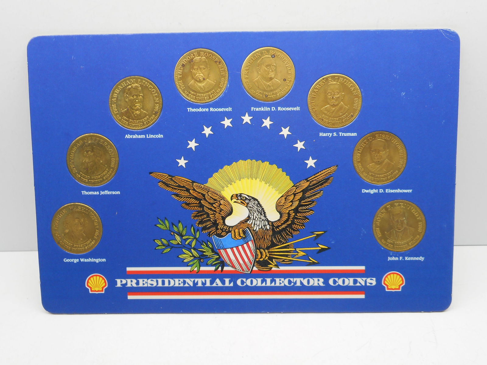 Collectible Card, 1992 SHELL Presidential Collector Coin Set, 8 Bronze Coins (1 of 3)