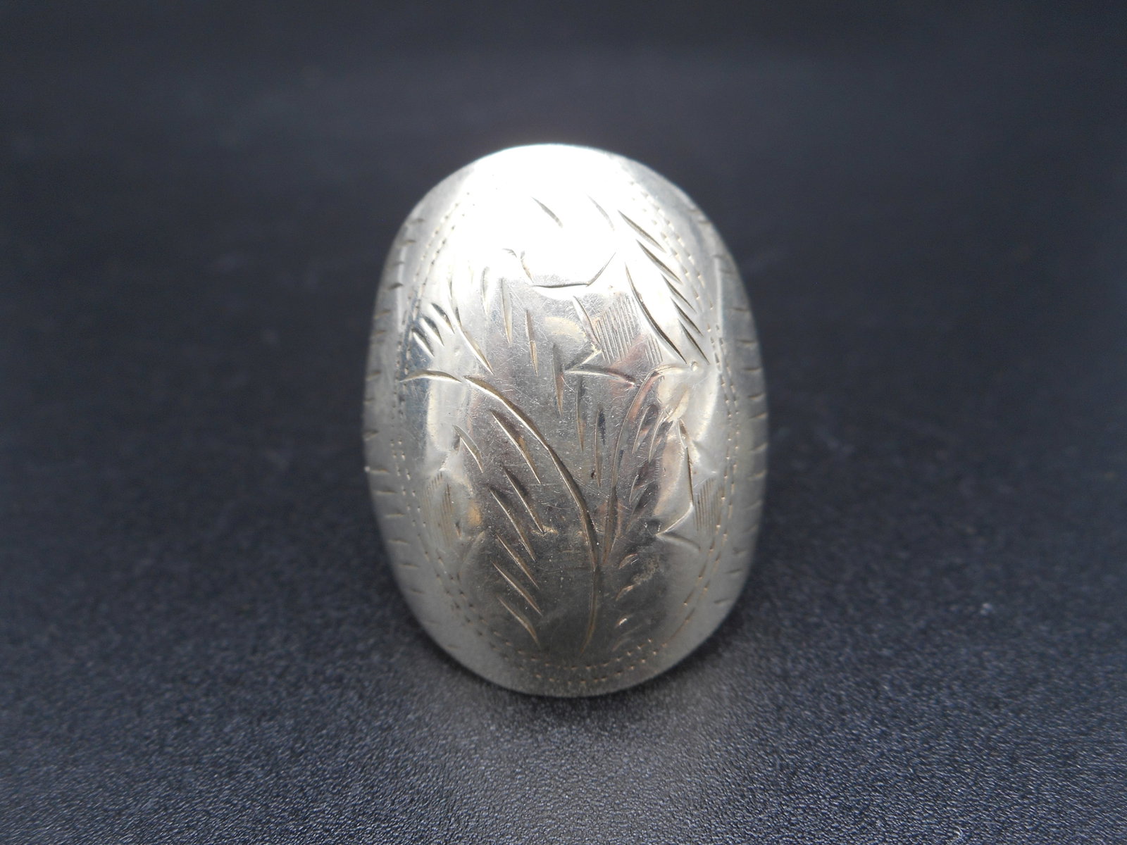 925 Sterling Silver Vintage Engraved Statement Dome Ring, Size 10: Bidding on this item will be indication that the Bidder acknowledges that they have read and agreed to the Terms and Conditions posted to this Auction