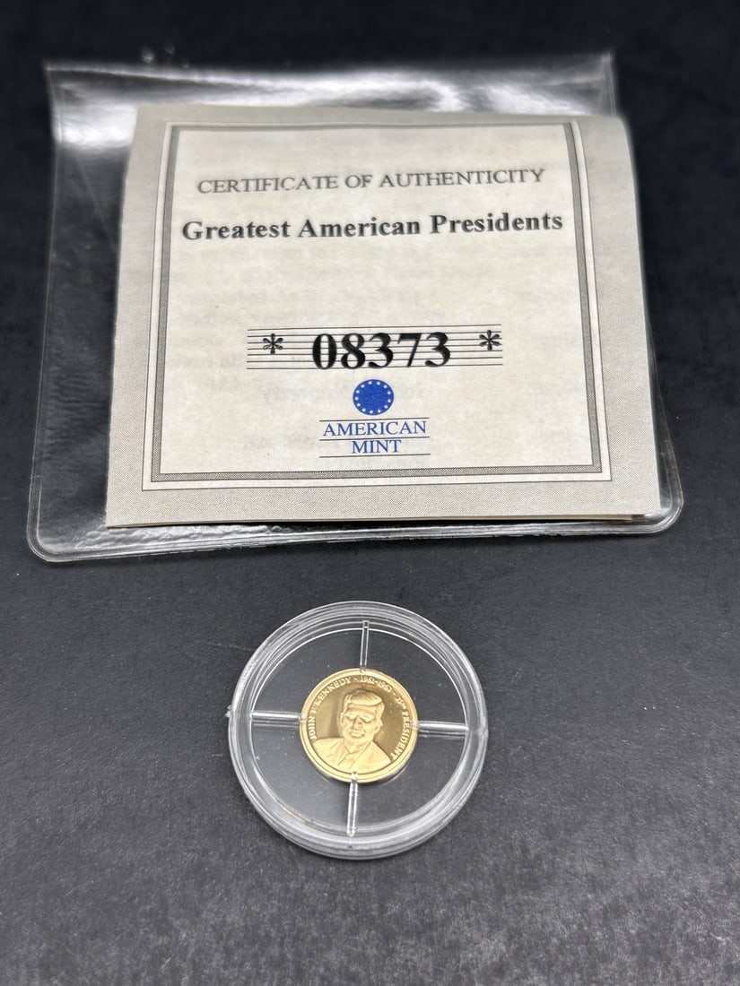.585 Gold, 0.5g, 11 mm Diameter - 2009 Proof Coin John F. Kennedy, American Mint, President JFK (1 of 6)