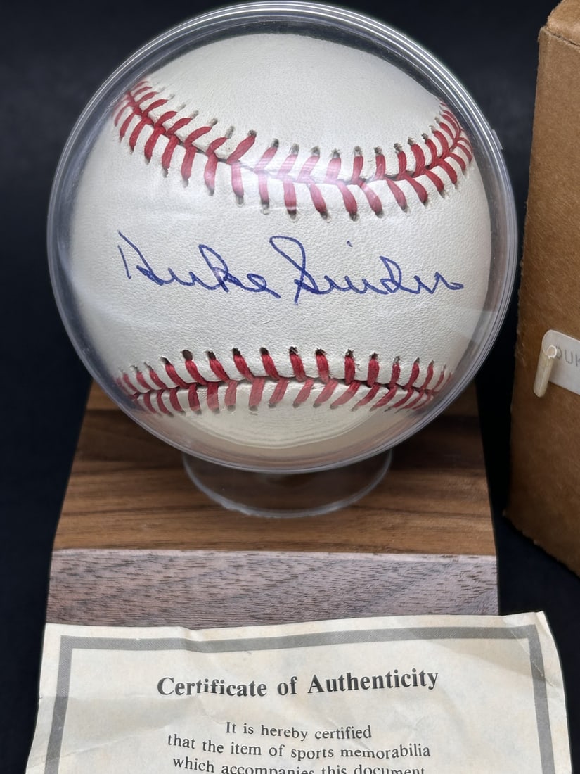 Authenticated Autographed Baseball, Duke Snider, With Certificate of Authenticity, on Base w/Case (1 of 3)