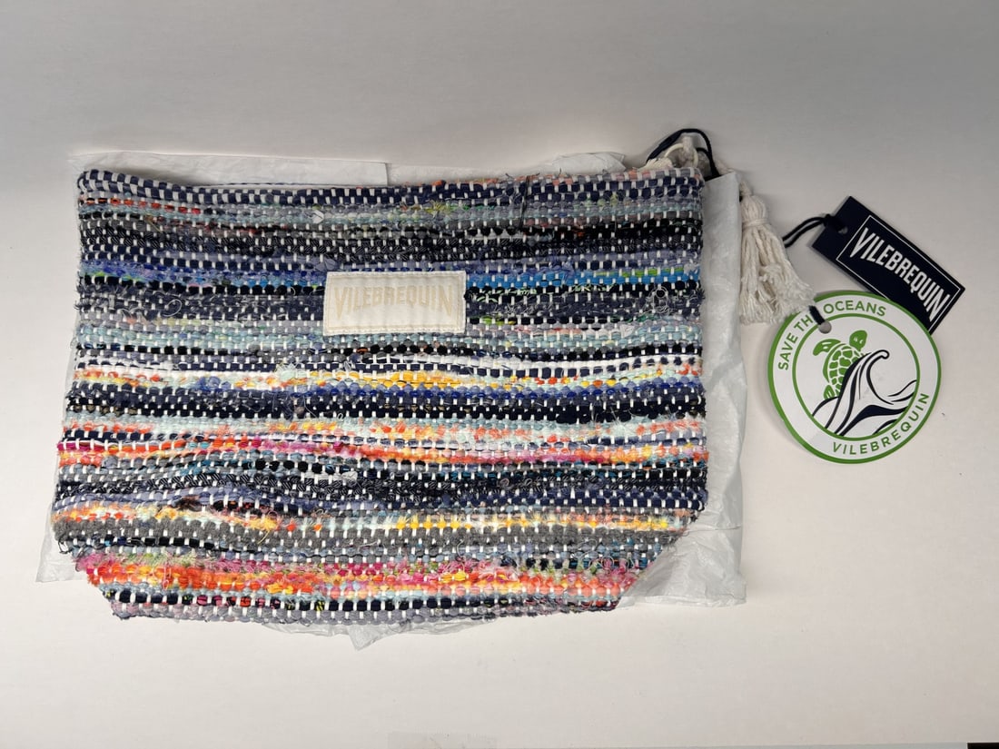 VILEBREQUIN Multicolor Woven Handbag, Large Zipper Clutch, Eco-Friendly Accessory, 11" wide (1 of 5)