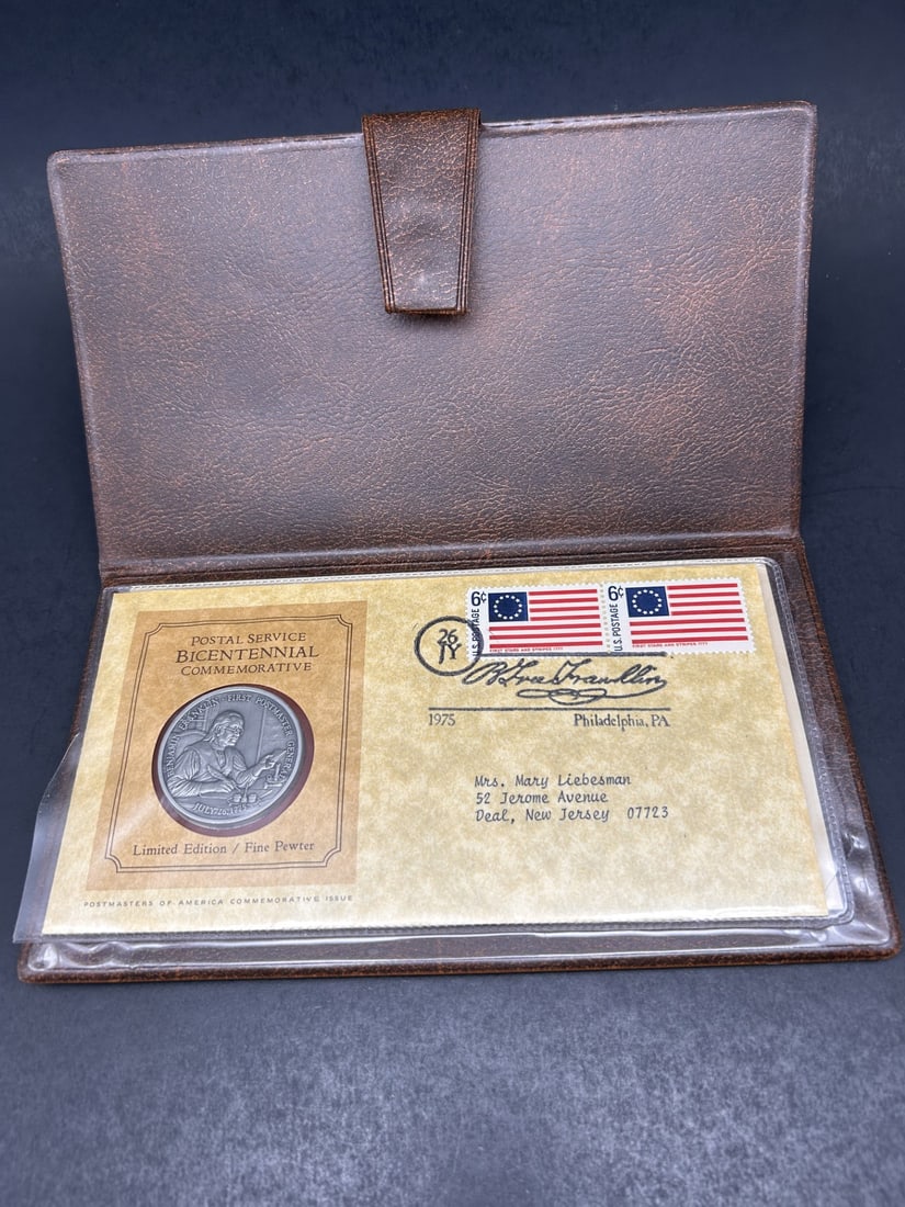 The Postal Service Bicentennial Commemorative Pewter Medal, Limited Edition, with COA, Postmasters: Plastic sleeve has partial split on fold Bidding on this item will be indication that the Bidder acknowledges that they have read and agreed to the Terms and Conditions posted to this Auction