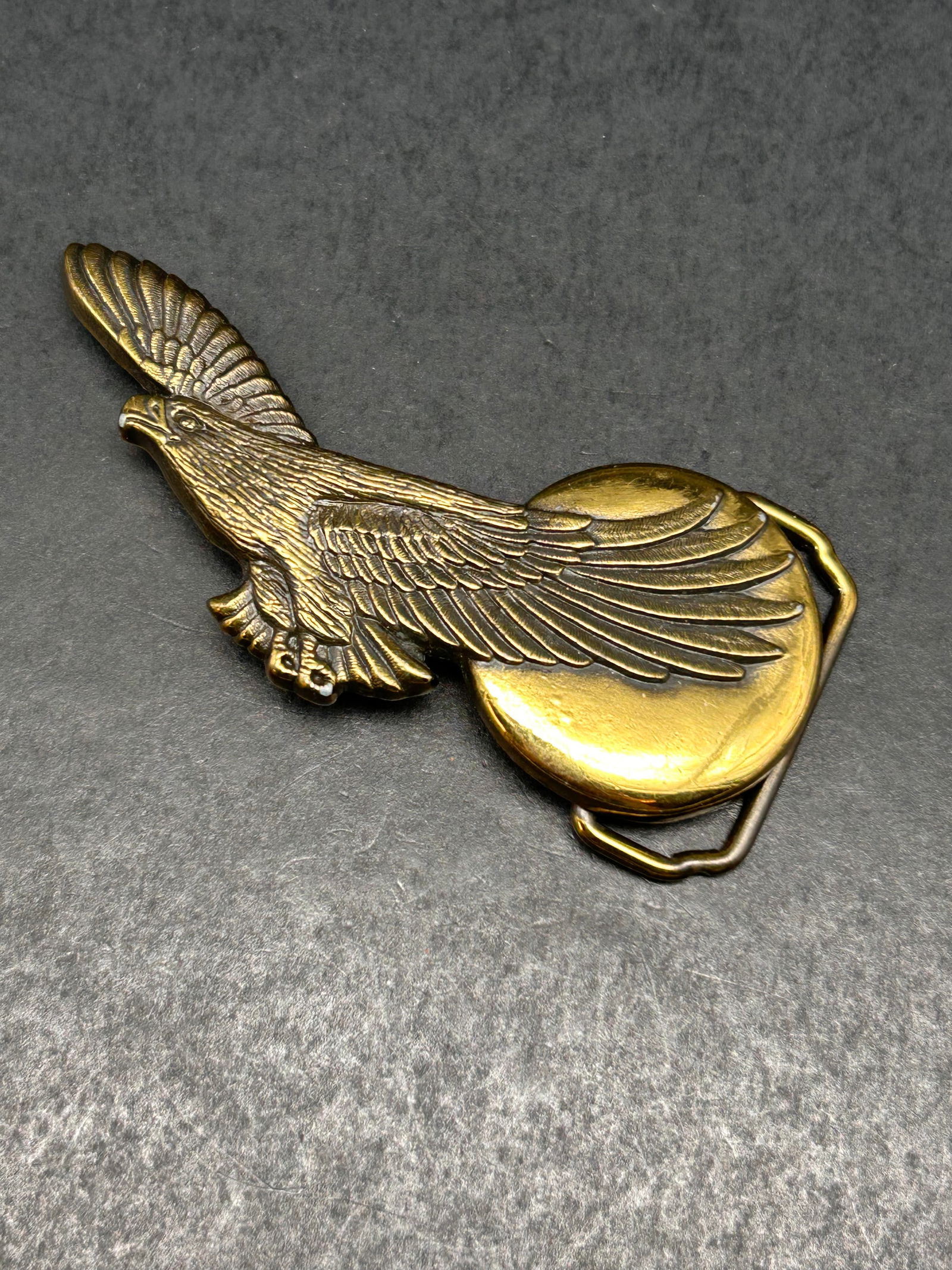 Vintage River Hawk by CK Eagle Brass Belt Buckle, 3-5/8" (1 of 3)