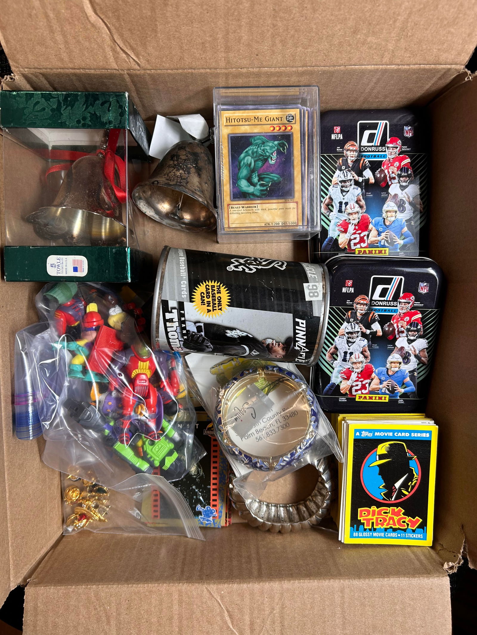 Box Lot of Various Trading Cards, Silver Plated Bell and more (1 of 3)