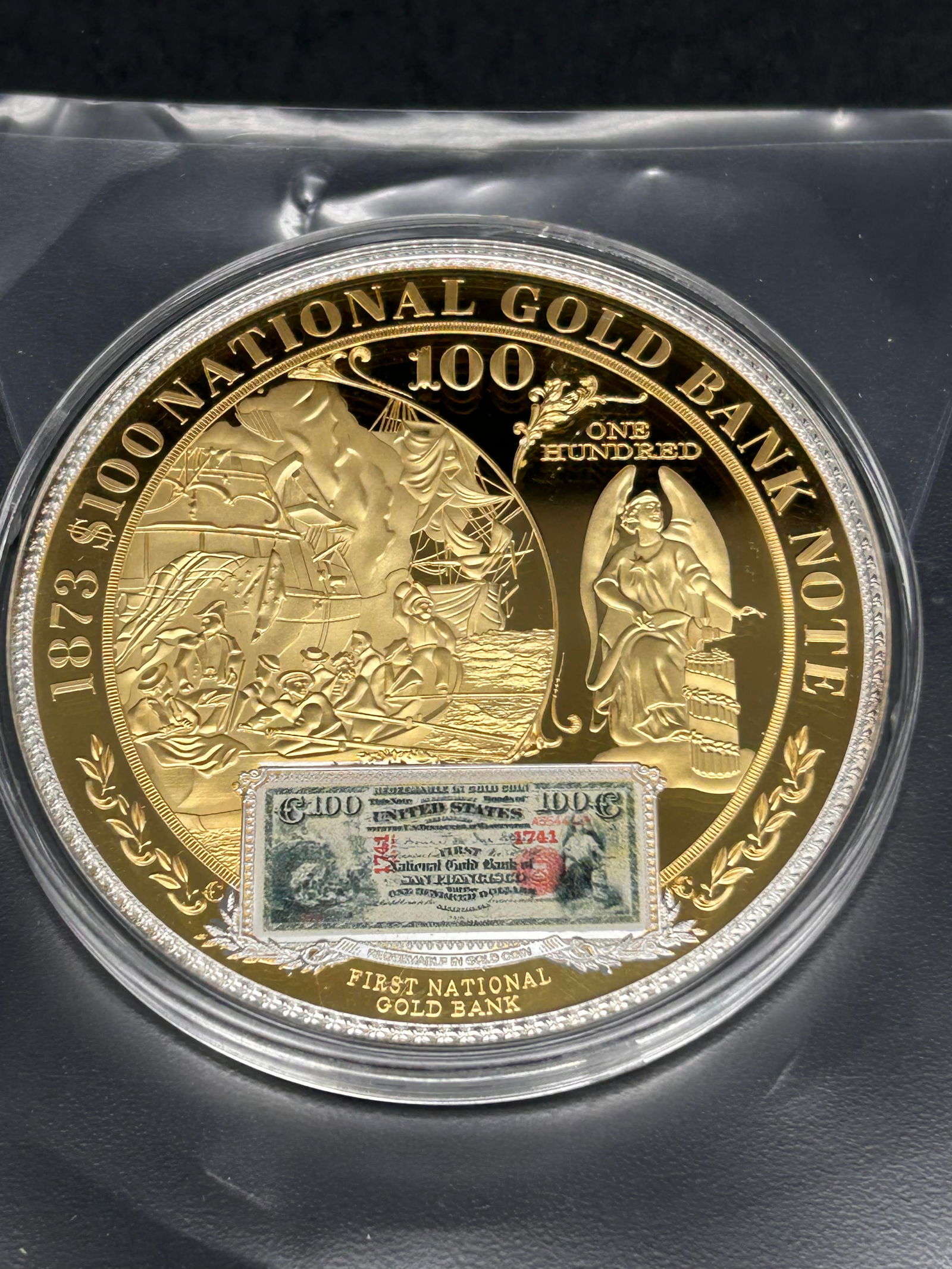 24K Gold Layered w/Spot Silver & Pad Print, $100 Proof Colossal Coin Collection, 70mm, American Mint (1 of 5)