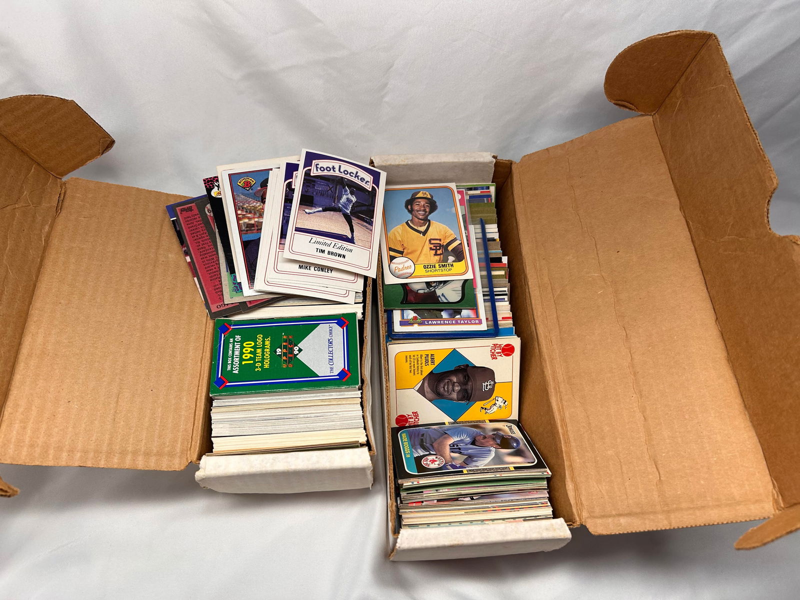 Vintage Assorted Sports Cards & Holograms, Baseball, Basketball, Football - Boxes Mostly Full (1 of 4)