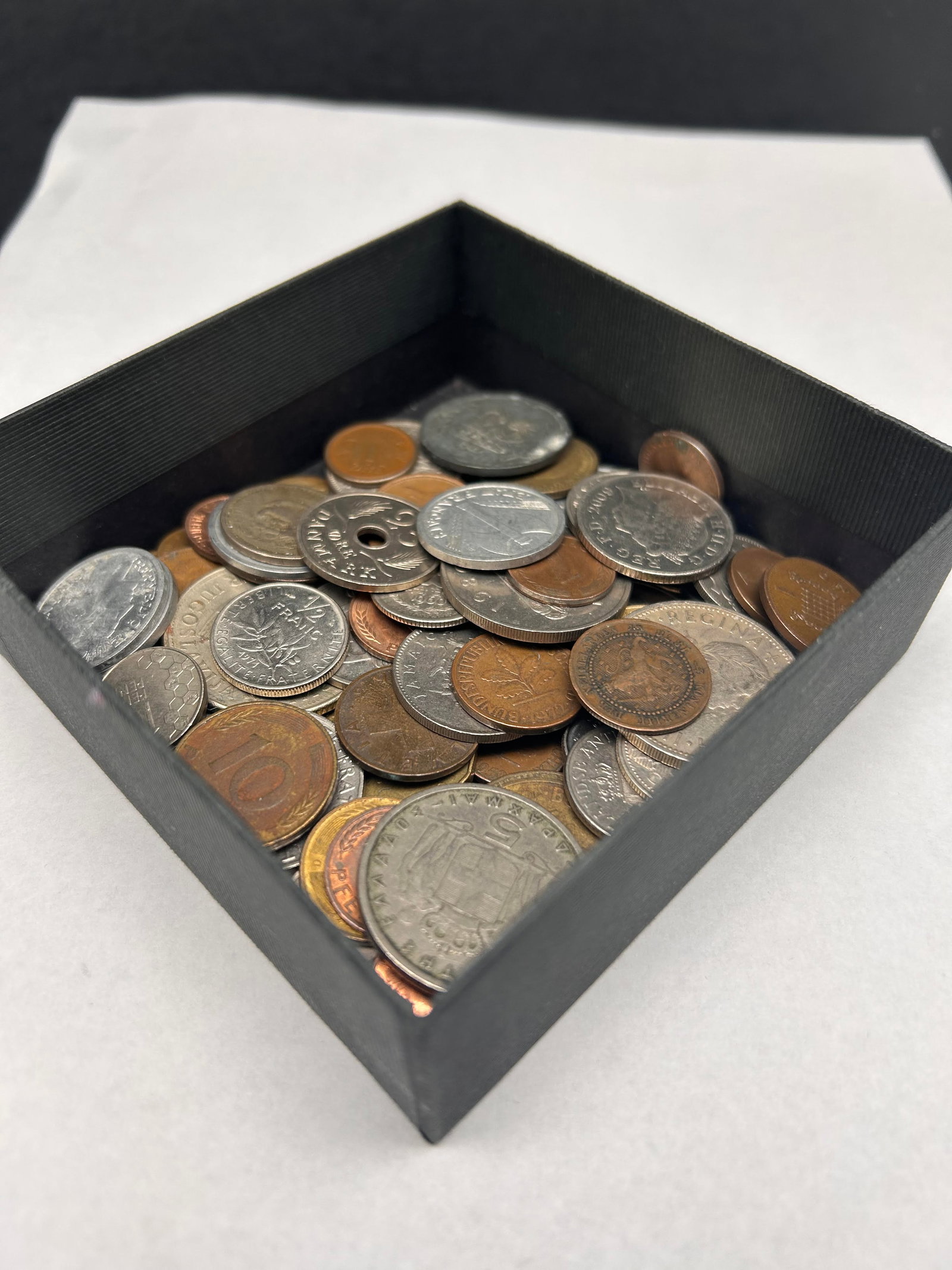 Collection of Assorted Foreign Coins, Box is 3.5 x 4" (1 of 4)