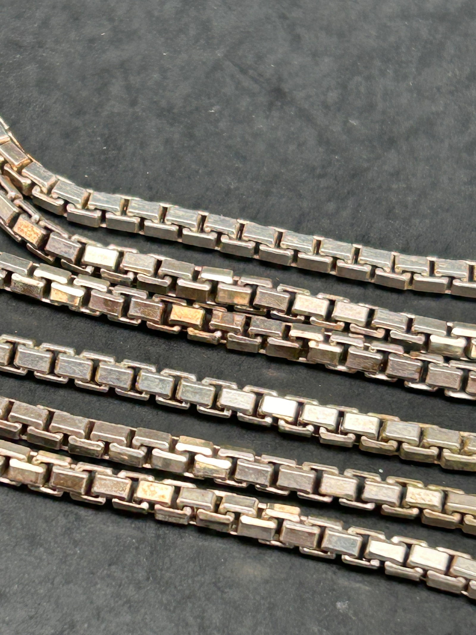 Italian Silver Box Link Chain, 32" Length, Marked 925 Made in Italy, Lobster Claw Clasp: Bidding on this item will be indication that the Bidder acknowledges that they have read and agreed to the Terms and Conditions posted to this Auction