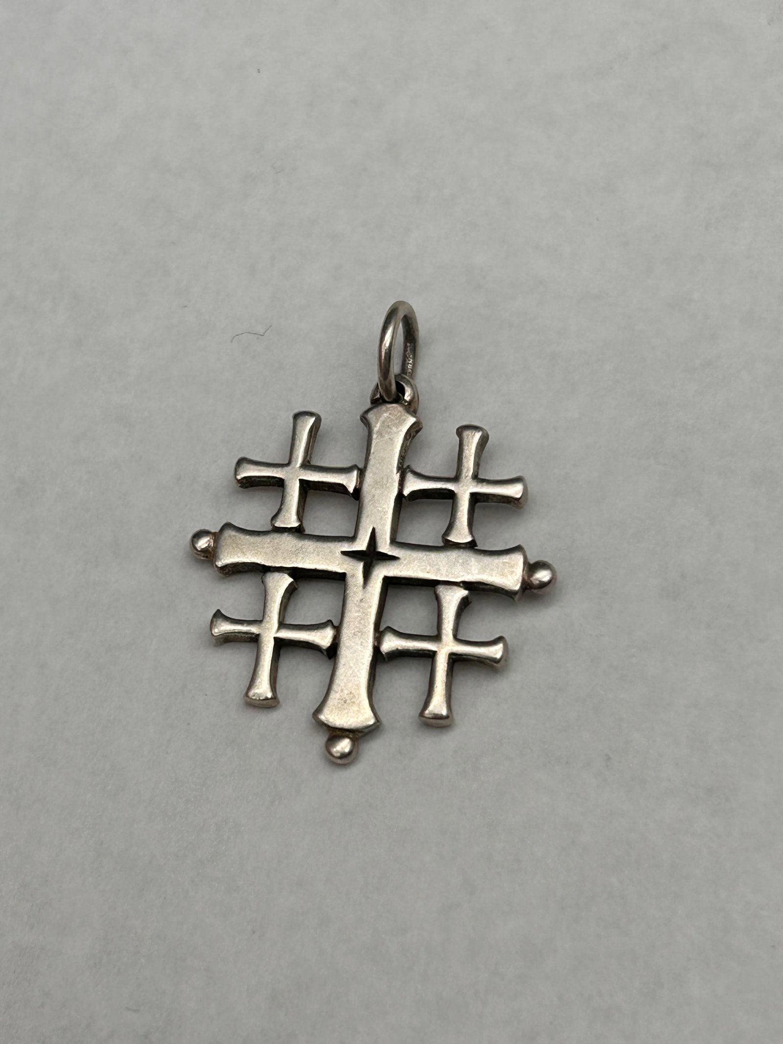Retired James Avery Cross Pendant, Jerusalem Cross, Shield of Faith, Sterling Silver, 1" (1 of 3)