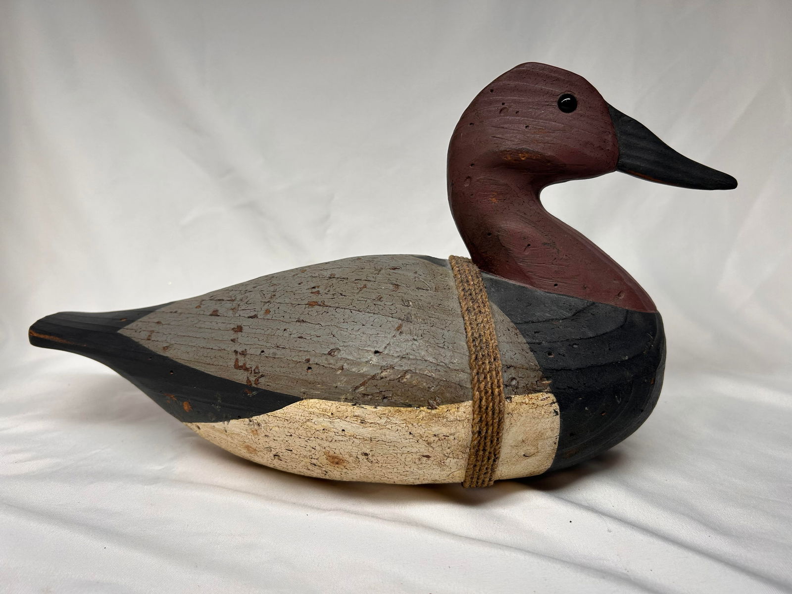 2001 Handpainted Dudley Canvasback Drake Duck Decoy by S.R. White Carving & Son, 14" Long (1 of 4)