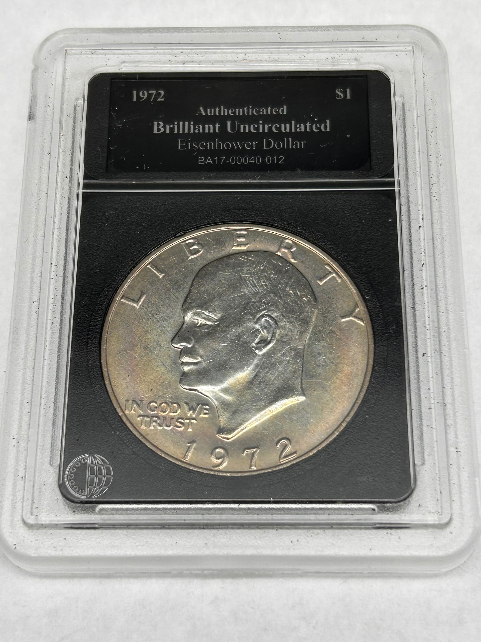 Brilliant Uncirculated 1972 Eisenhower Dollar, Authenticated Coin (1 of 3)