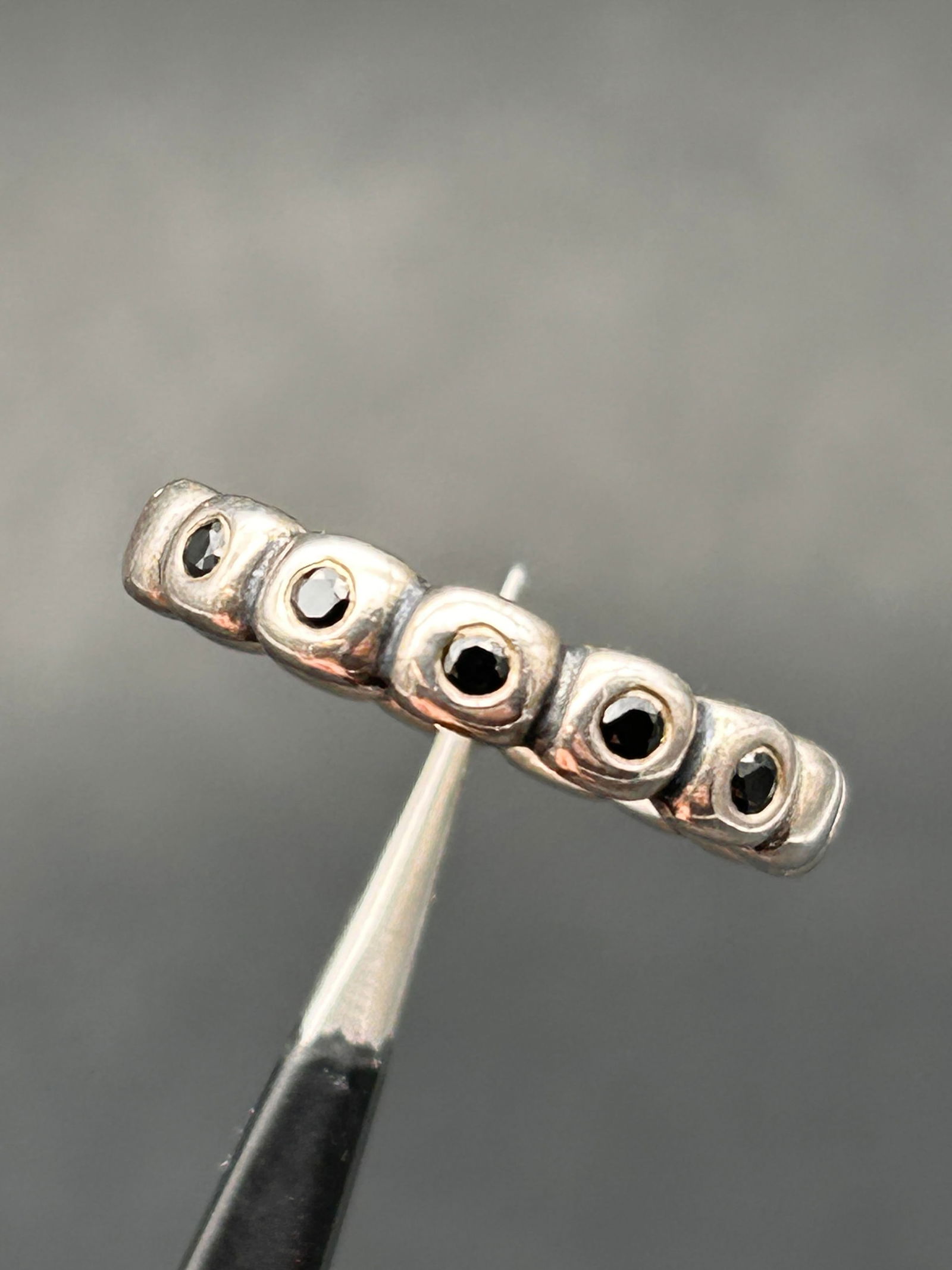 Genuine Pandora Sterling Silver Black Spinel Ring, Size 7, Marked ALE 925 (1 of 4)