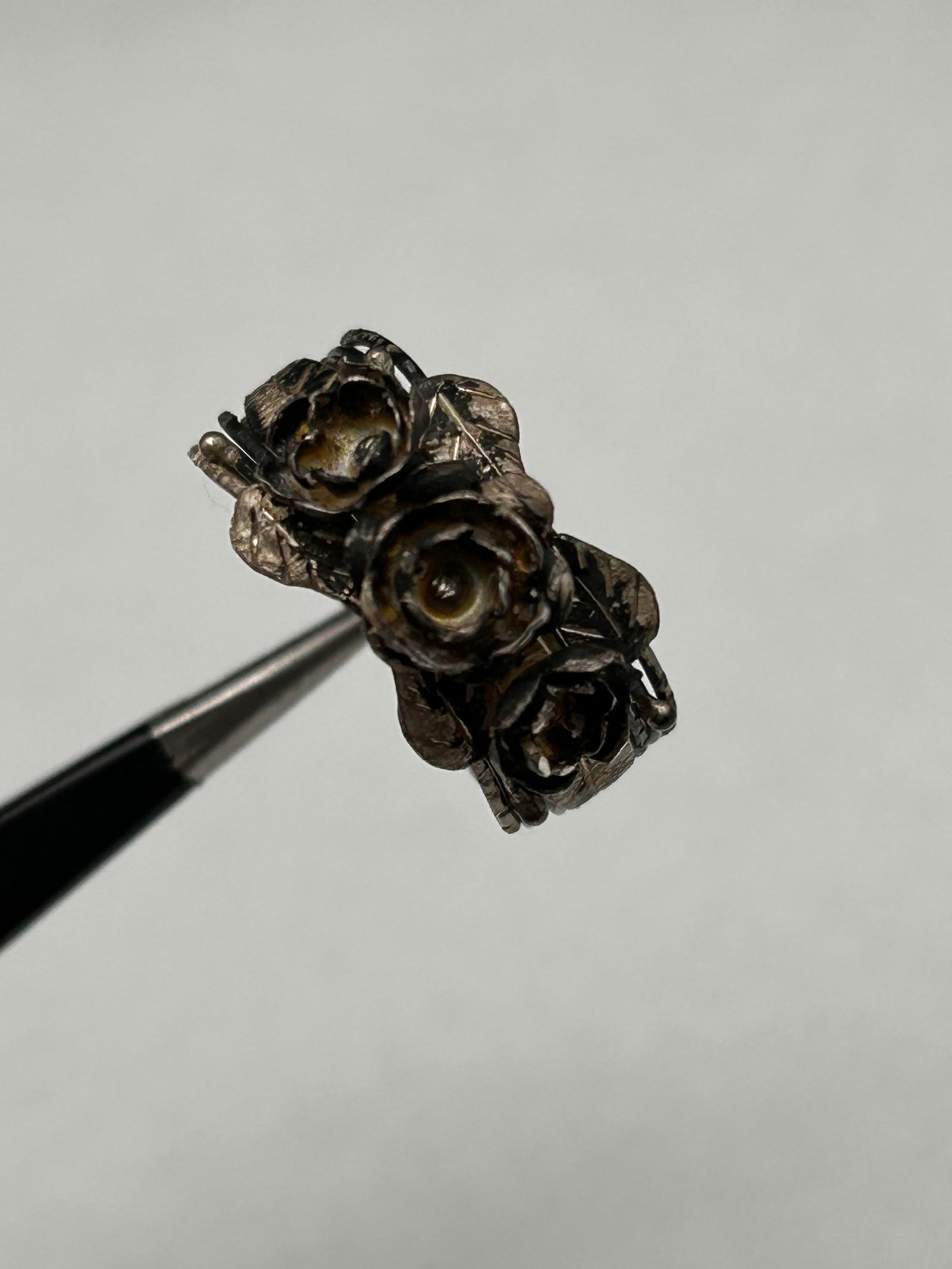 Antique Handmade Floral Band, Unique Stacked Band Style, Sterling Silver, Marked 925, Size 7 (1 of 6)