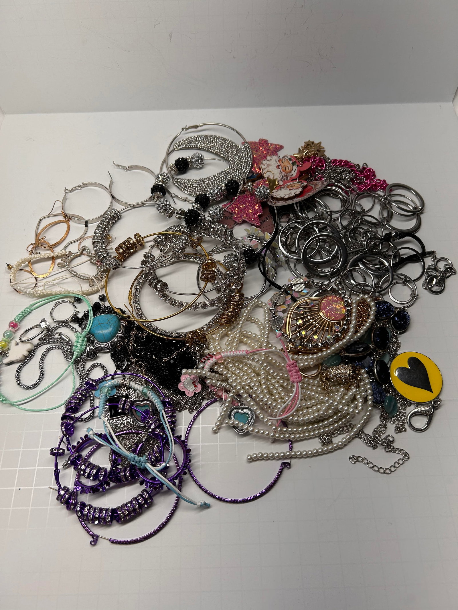 4" Hoop Earrings, Bright Rhinestones and other Assorted Beautiful Fashion Jewelry Pieces (1 of 4)