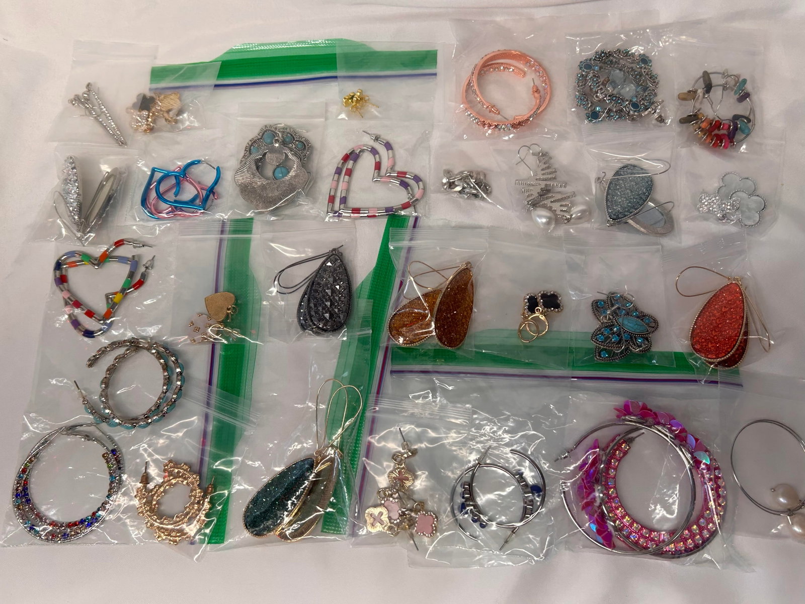 Fashion Earring Lot - All Unworn, New Pieces, Wear, Gift, Resell -Rhinestones, Logos, Enamel, Beads: Bidding on this item will be indication that the Bidder acknowledges that they have read and agreed to the Terms and Conditions posted to this Auction