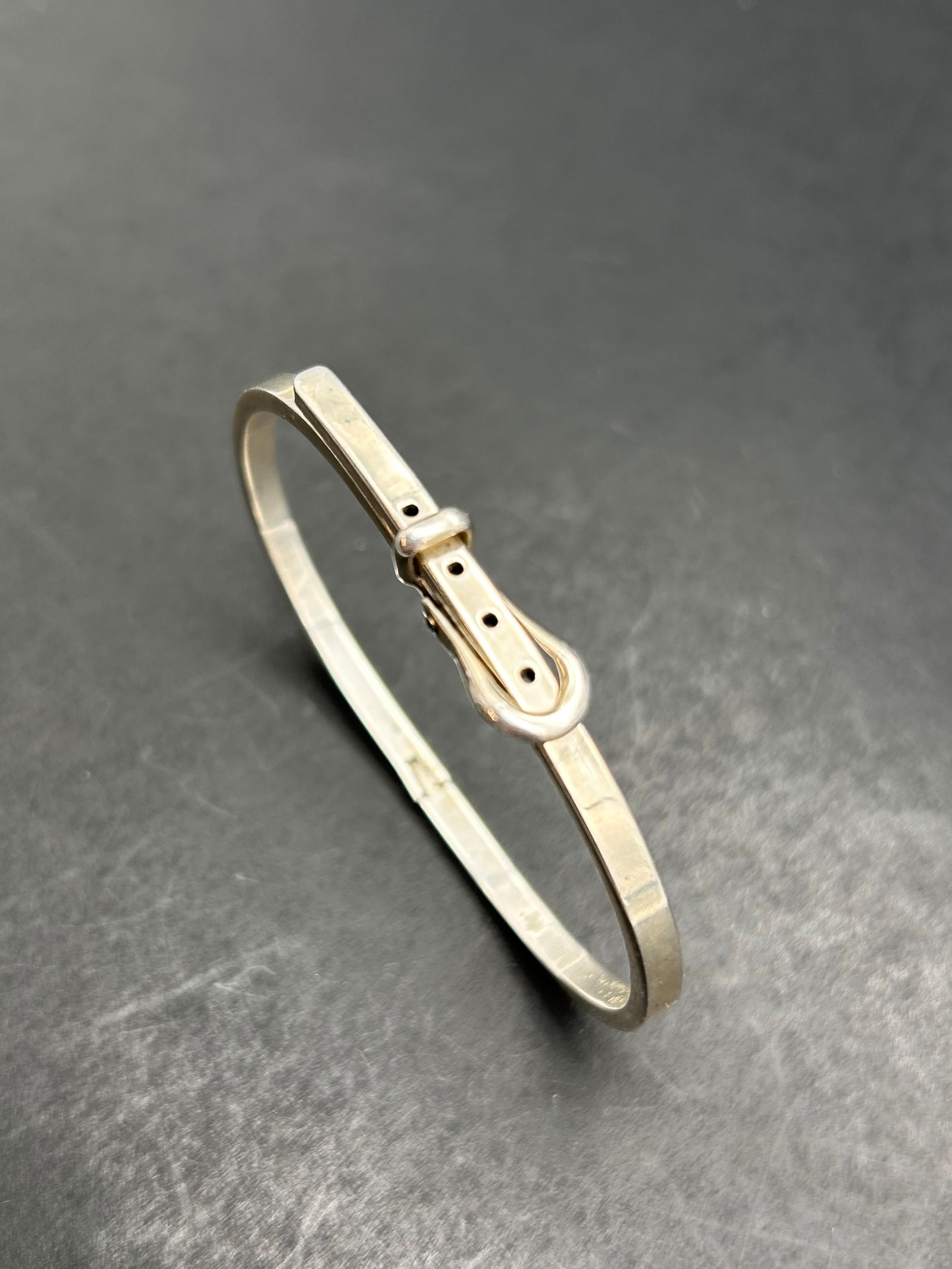 Vintage Sterling Silver MEXICO CII Belt Buckle Adjustable Hinged Bracelet, 2.5", Marked 925 (1 of 6)