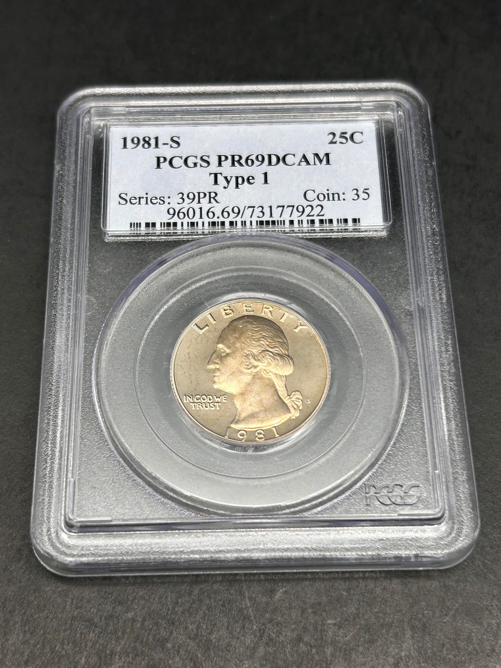 1981-S 25c, Type 1, US Quarter, PCGS Graded PR 69 DCAM (1 of 3)