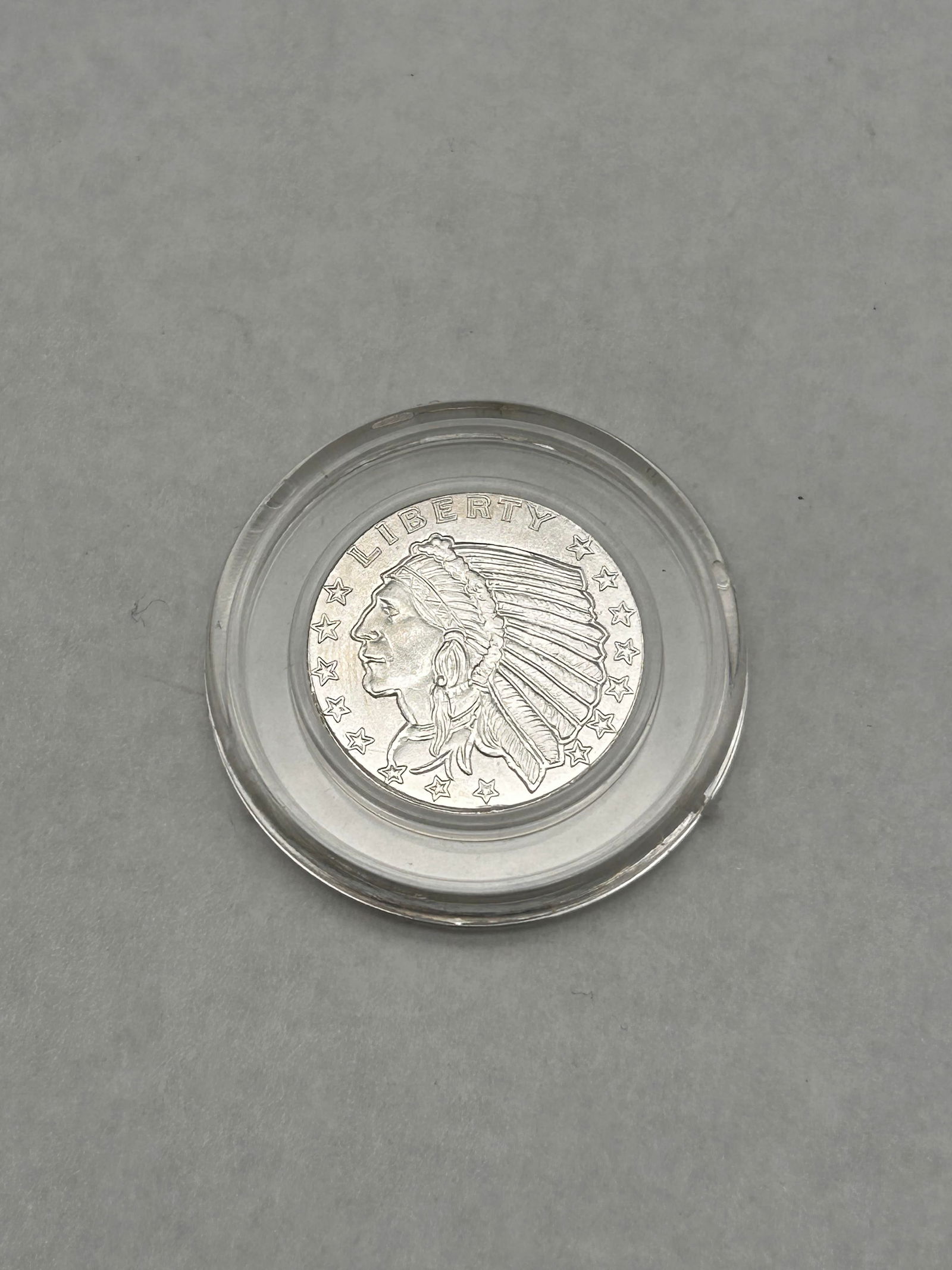 .999 Fine Silver Incuse Indian Golden State Mint Round, 1/10 Troy Oz, Native American Chief, Eagle (1 of 3)