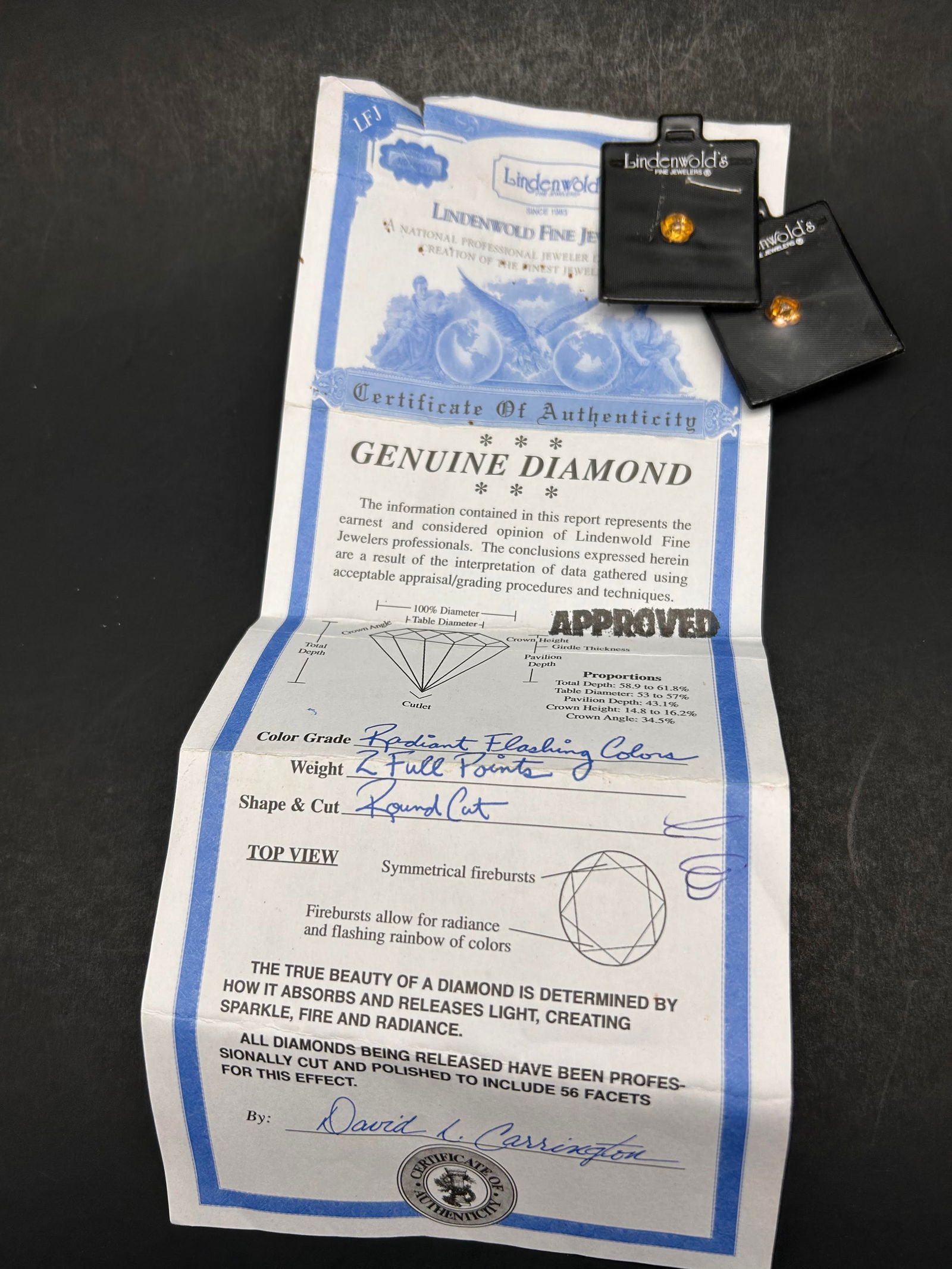 Lindenwold Jewelers Genuine Diamonds With COA, 2 Points Round Cut, 2 Flowers With Diamond Centers (1 of 4)