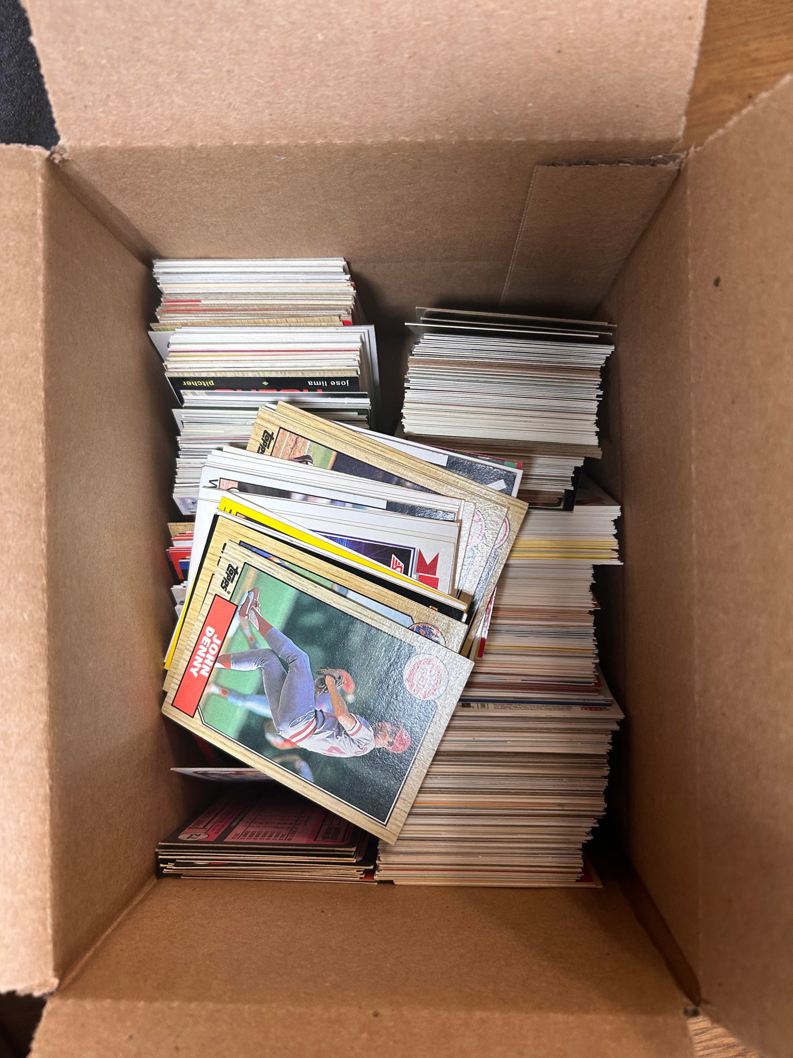 8" x 6" Box of Assorted Baseball Trading Cards, MLB, Topps, Fleer Upper Deck, 80s & 90s (1 of 3)