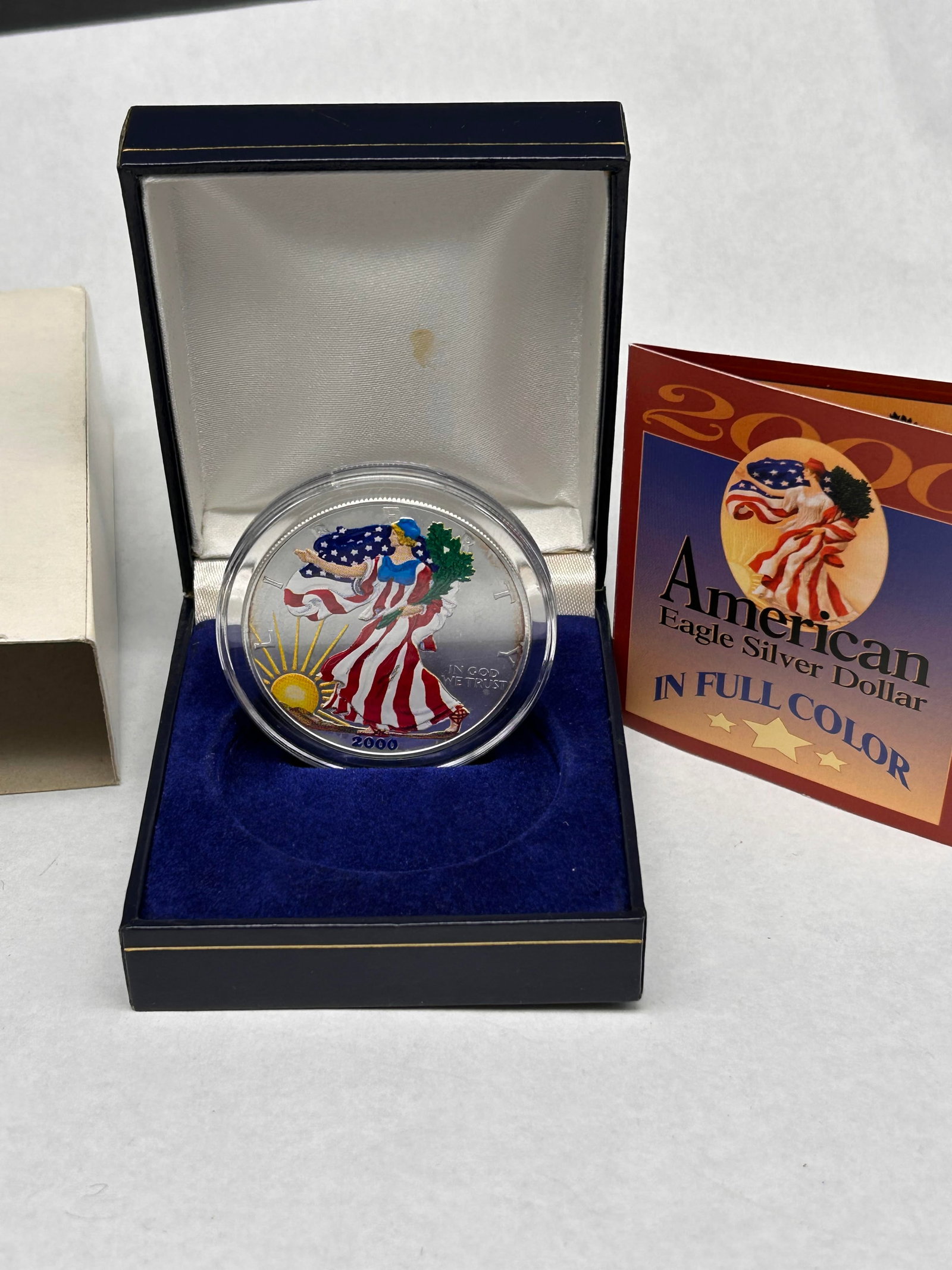 1 oz .999 Fine Silver Coin, 2000 American Eagle Silver Dollar, Walking Liberty, Full Color, With COA (1 of 3)