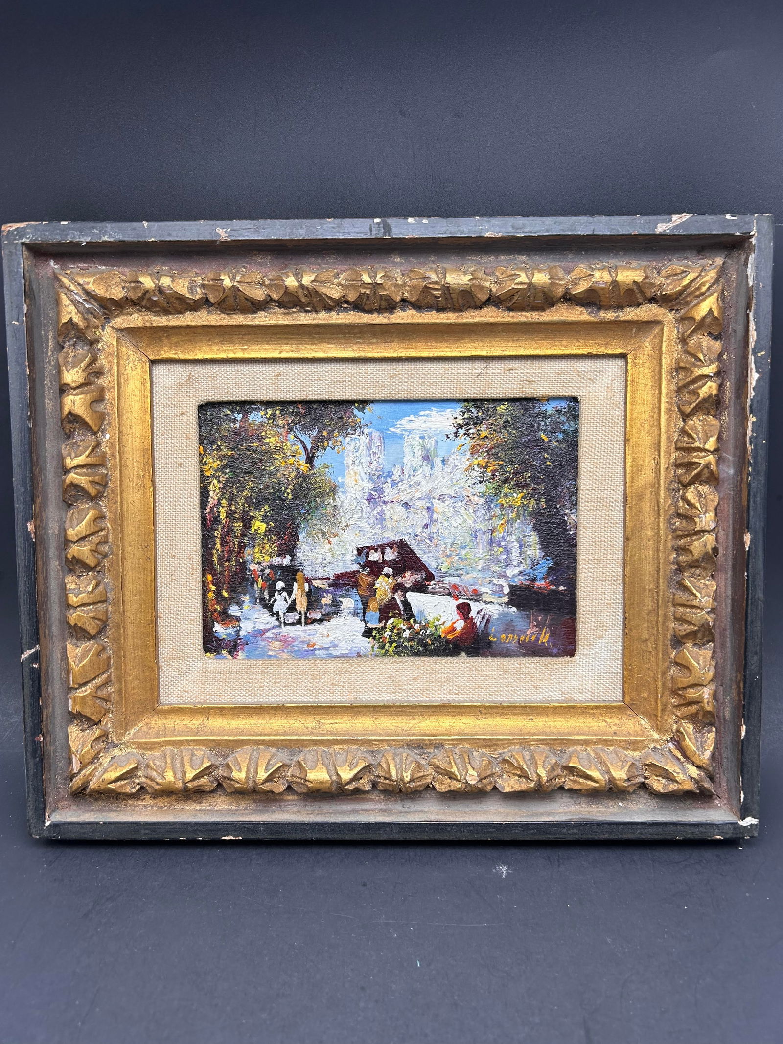 Wooden Framed & Signed Impressionist Style Artwork, Frame 11.5 x 9.5" (1 of 4)