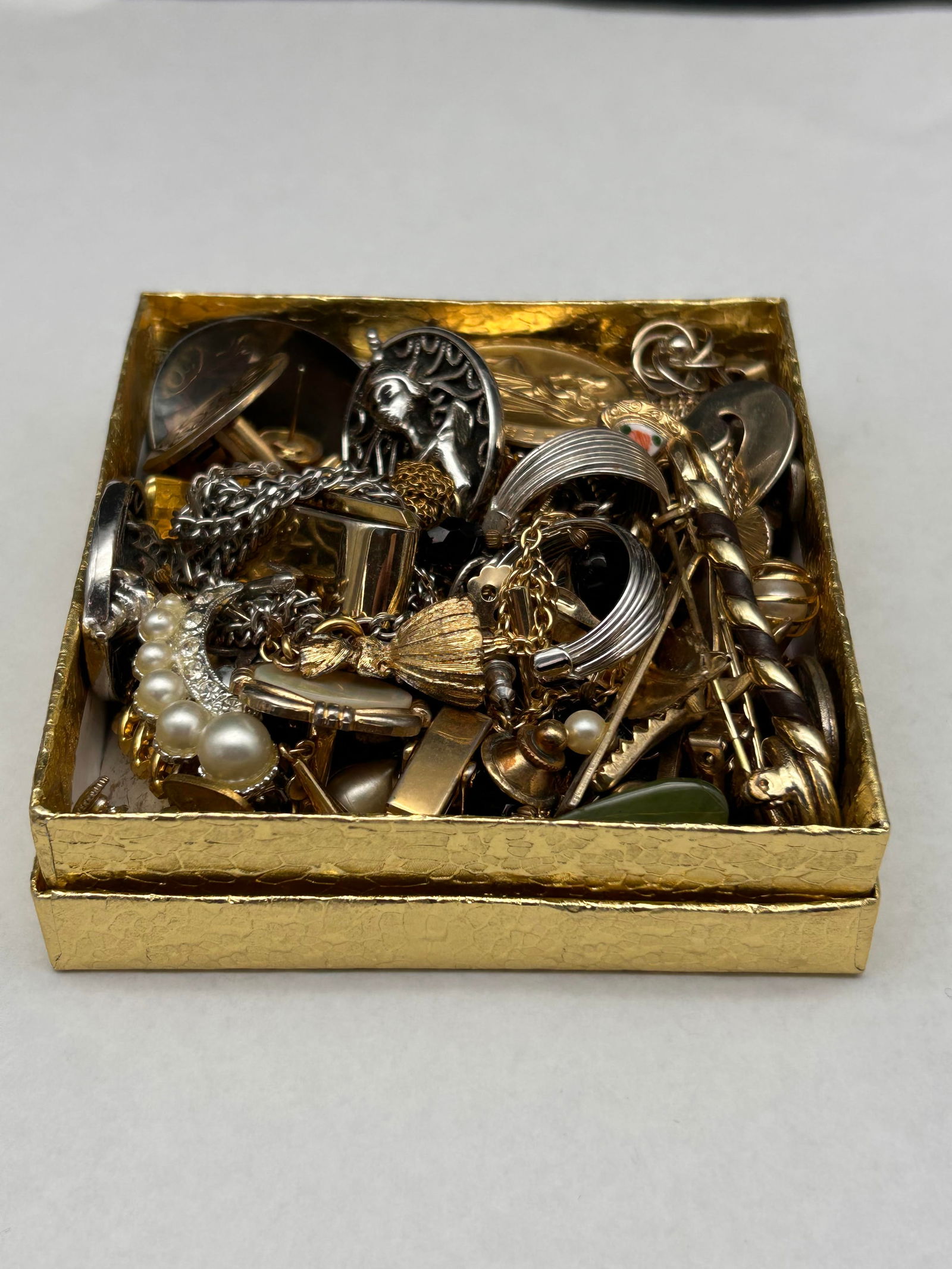 Jewelry Drawer Lot, Mixed Pieces, Wear, Repair, Use for Parts, Box 3.5" x 3.5" (1 of 3)