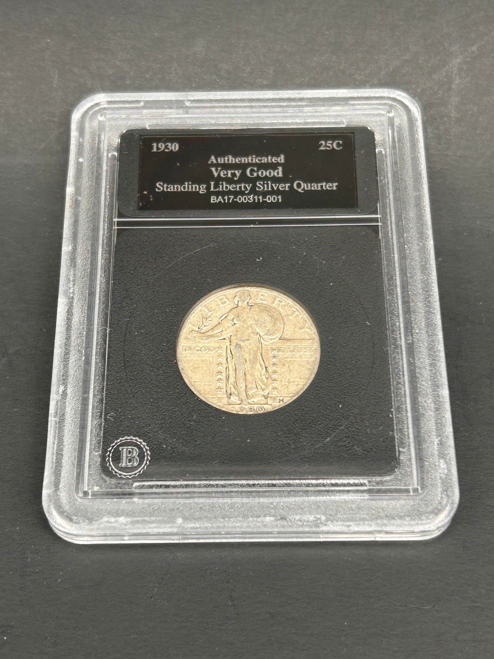 1930 25C / Standing Liberty Silver Quarter, Authenticated, Very Good (1 of 4)