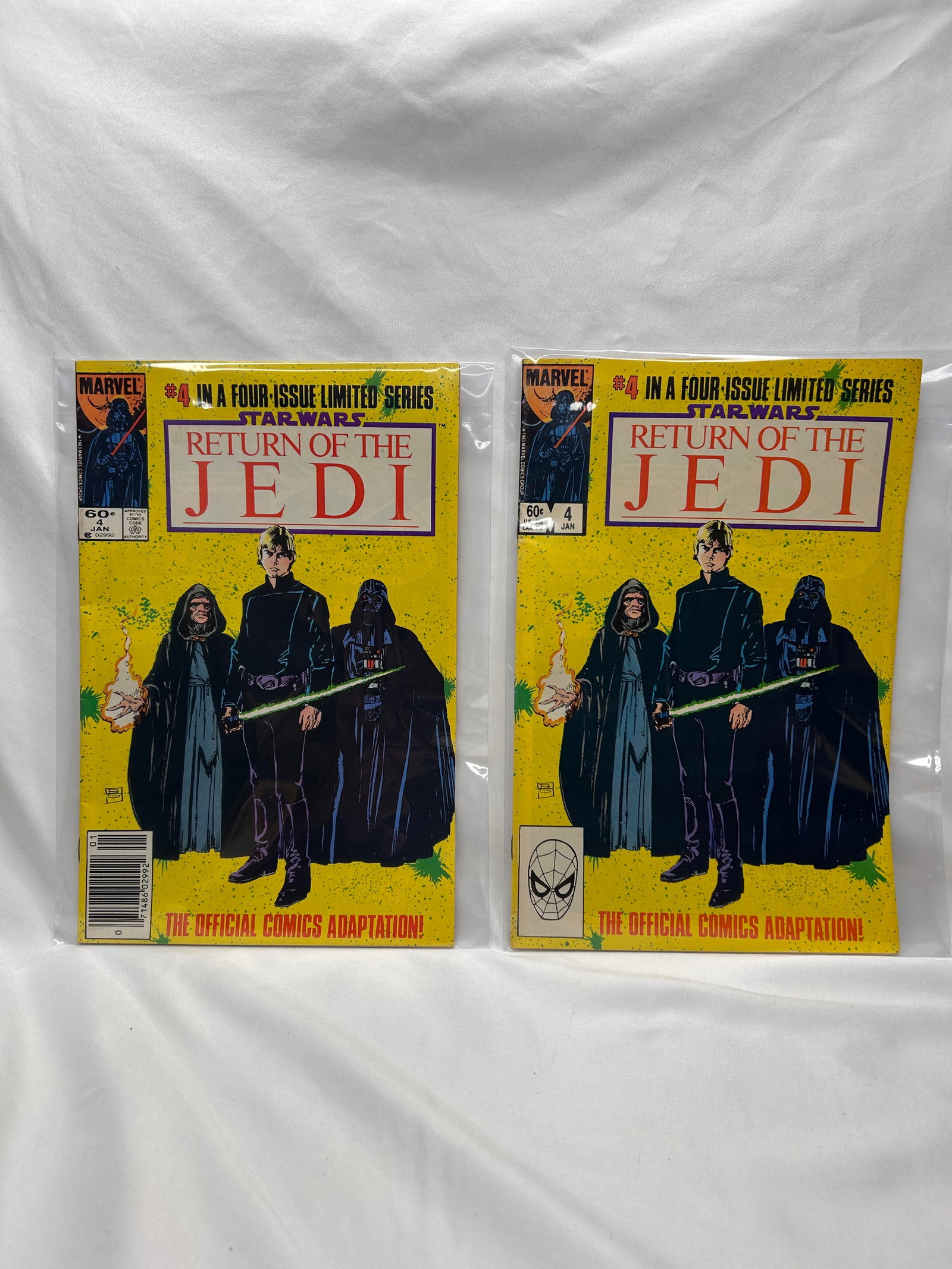 Two STAR WARS MARVEL 60c Comic Books in Sleeves - #4 in Limited Series, Return of the Jedi: Bidding on this item will be indication that the Bidder acknowledges that they have read and agreed to the Terms and Conditions posted to this Auction