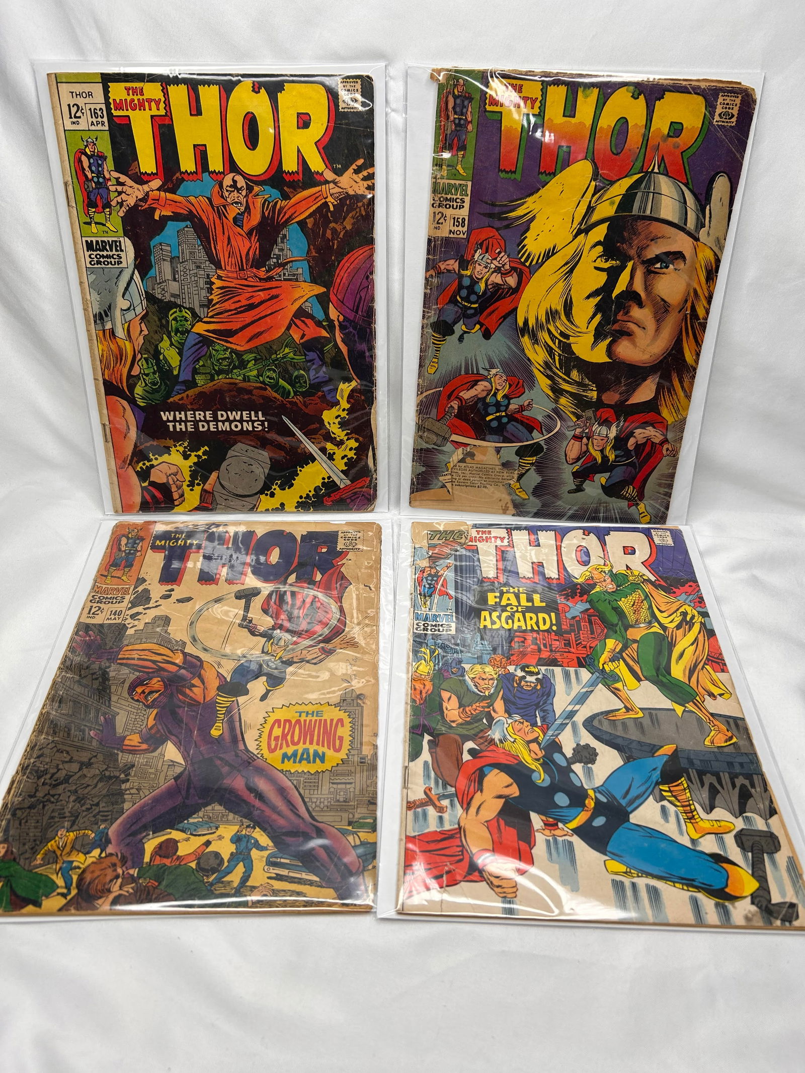 The Mighty THOR - Marvel Comics, 12c Issues from 1967-1970, Covers & Pages Show Wear & Tear (1 of 5)