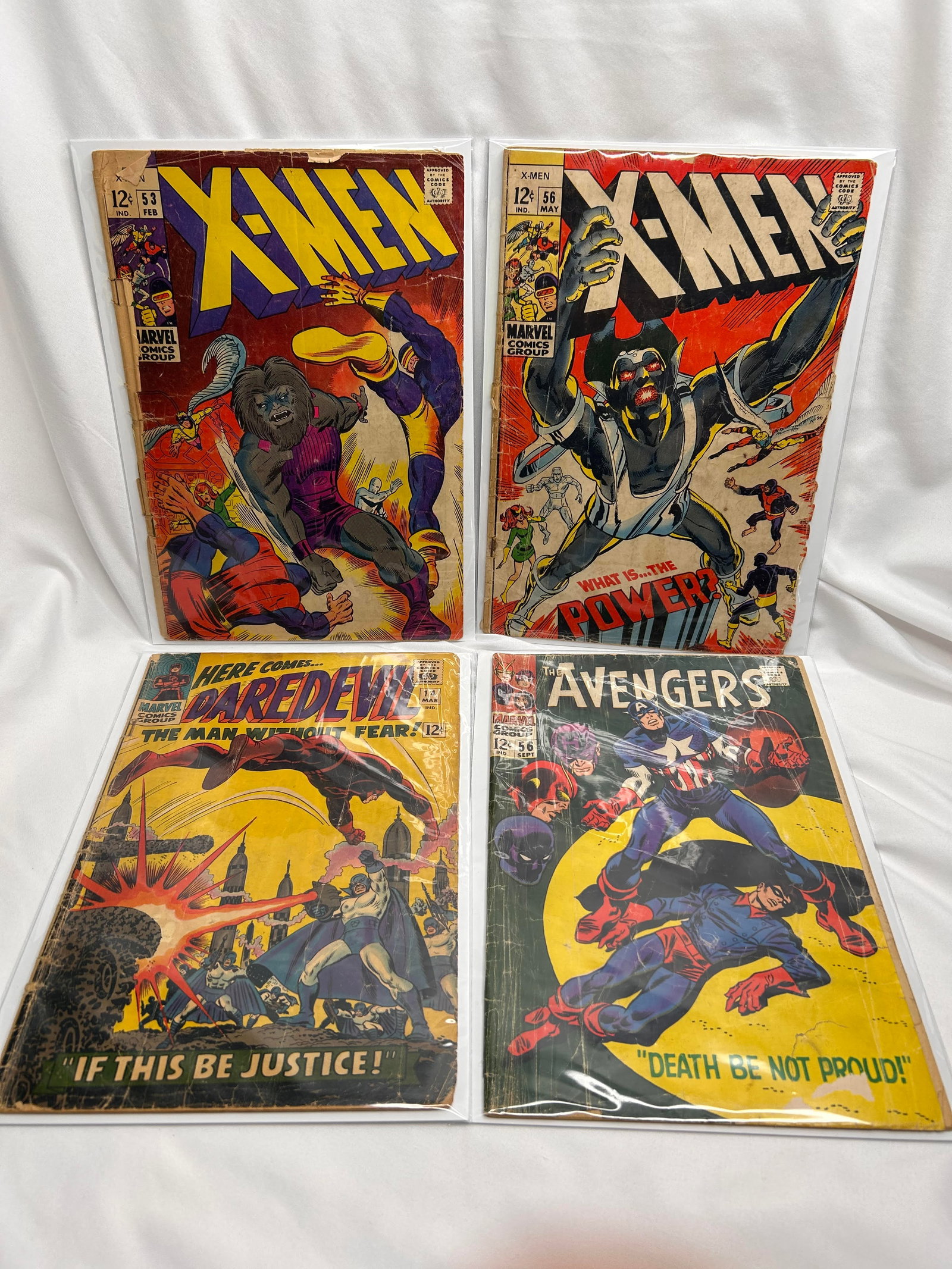 Vintage 12c Marvel Comics - Avengers, X-Men, Daredevil, Plastic Sleeves w/Cardboard Inserts (1 of 5)