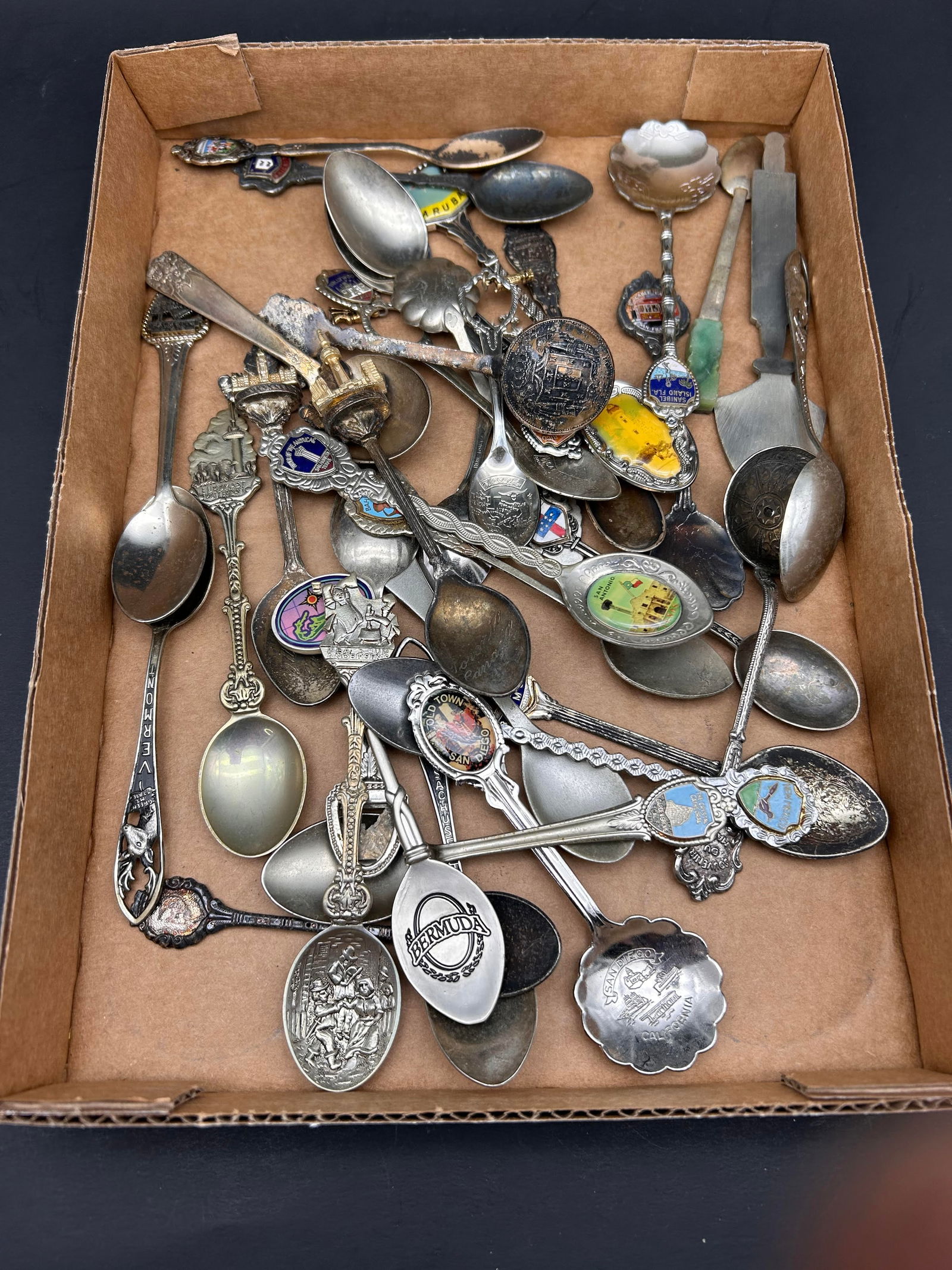 Souvenir Spoon Collection - Assorted Styles, Embossed, Enamel, Scalloped & More, Over 2 Dozen (1 of 4)