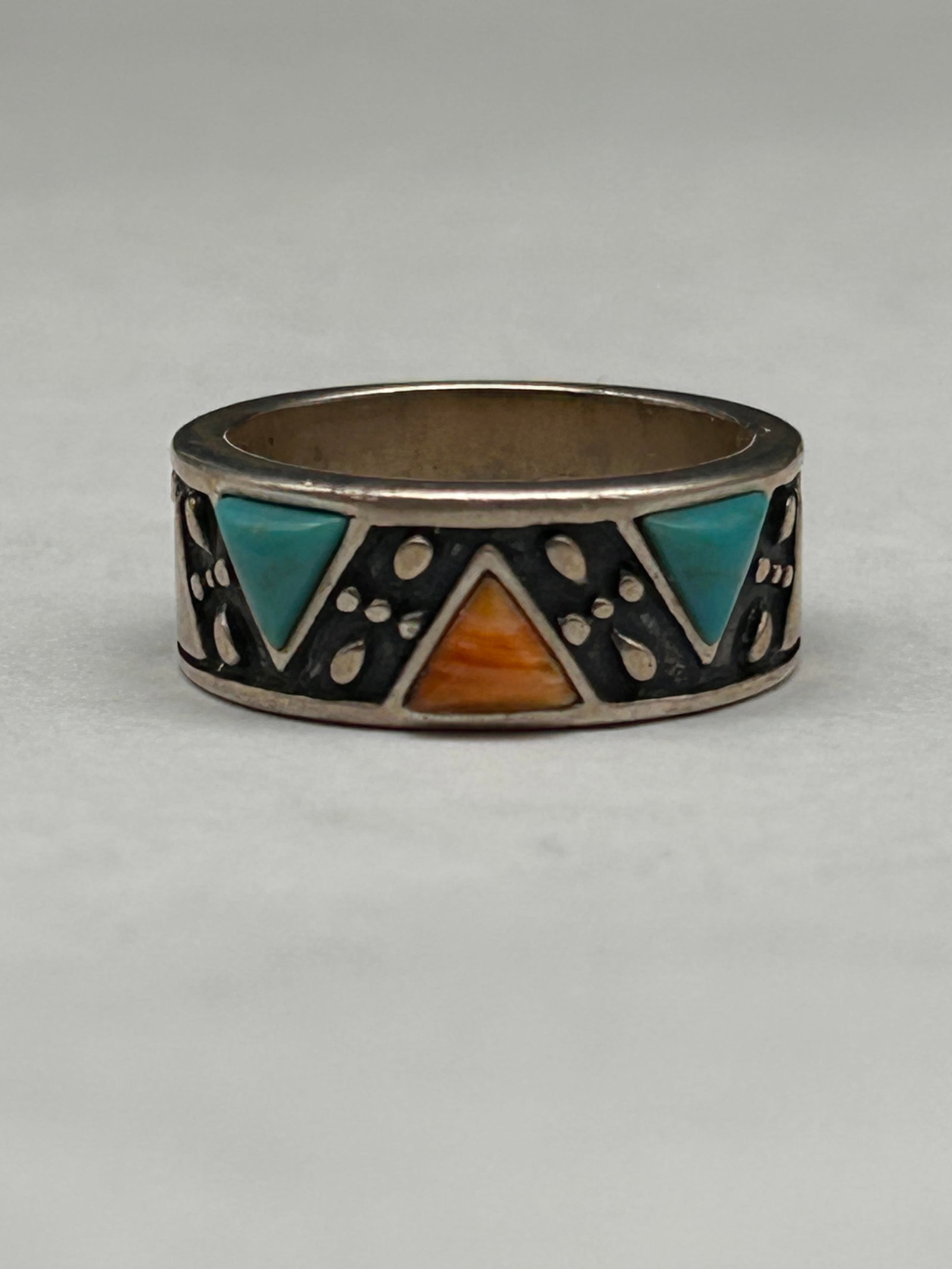 Carolyn Pollack Sterling Silver Turquoise & Spiny Oyster Ring, Hallmarks, Marked 925, Size 7.25 (1 of 4)