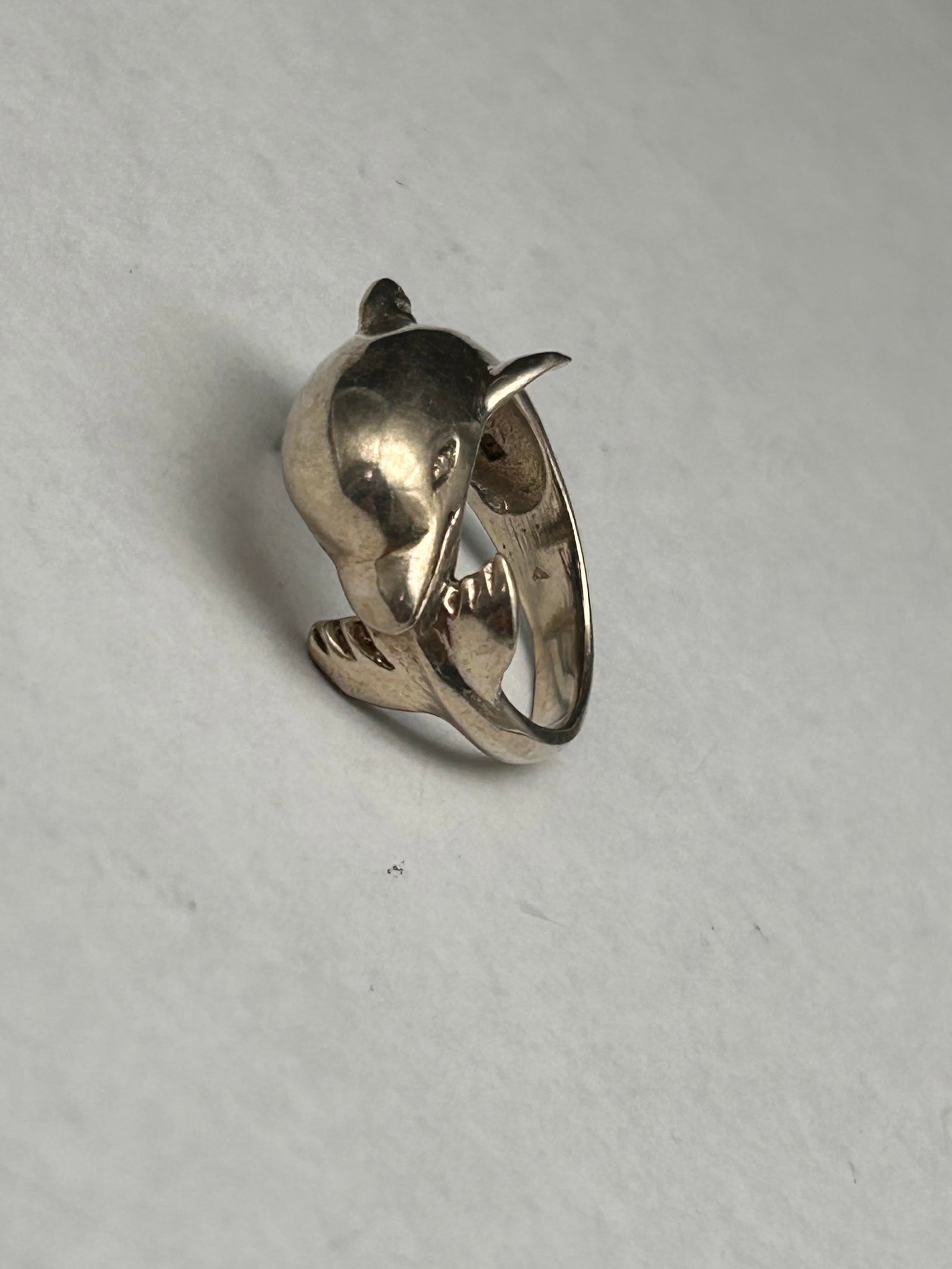 Sterling Silver Dolphin 3D Wraparound Ring, Marked 925, Size 9.25 (1 of 7)