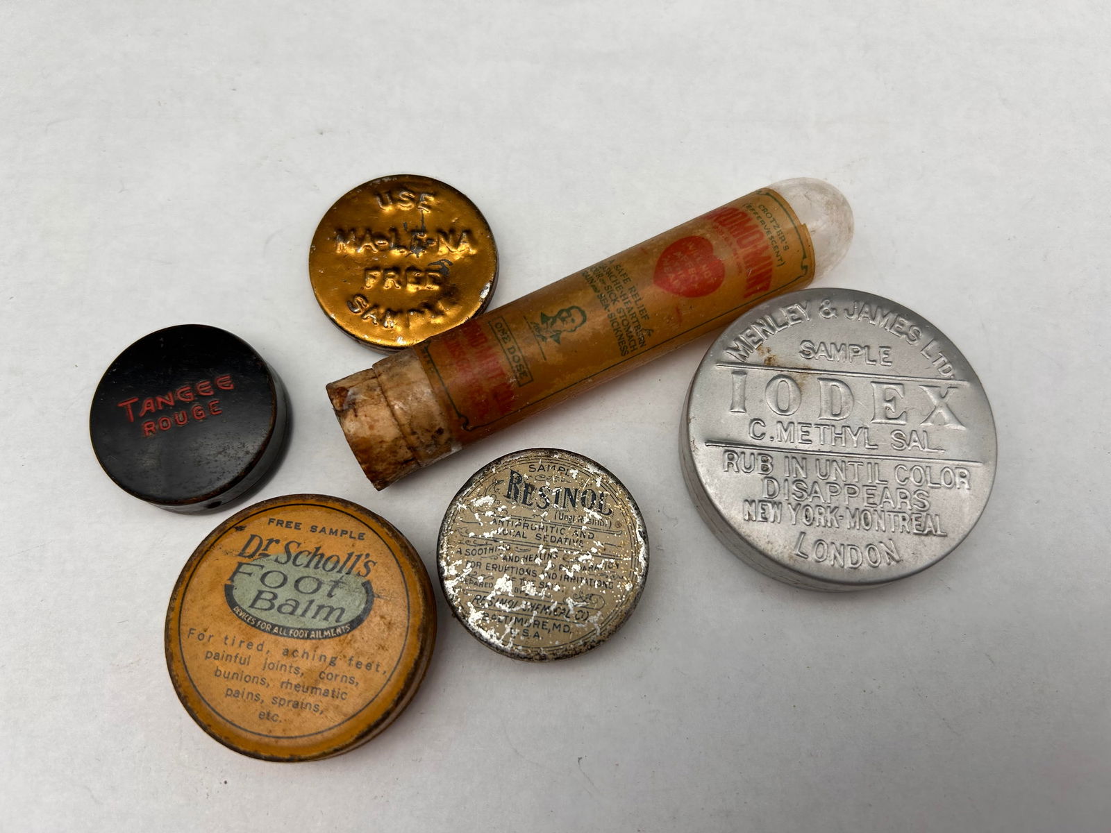 Tangee Rouge, Dr. Scholl's Foot Balm, and other Antique Cosmetic/ Remedy/ Medicinal Containers (1 of 4)
