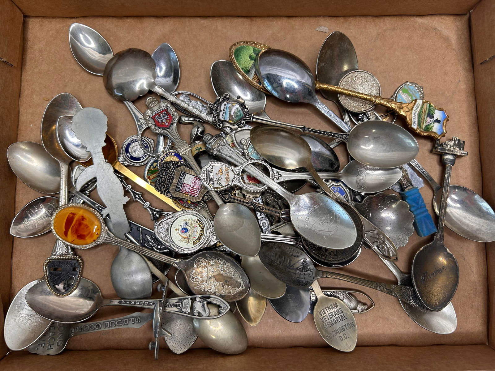 Souvenir Spoon Collection - Assorted Styles, Embossed, Enamel, Scalloped & More, Over 2 Dozen (1 of 4)