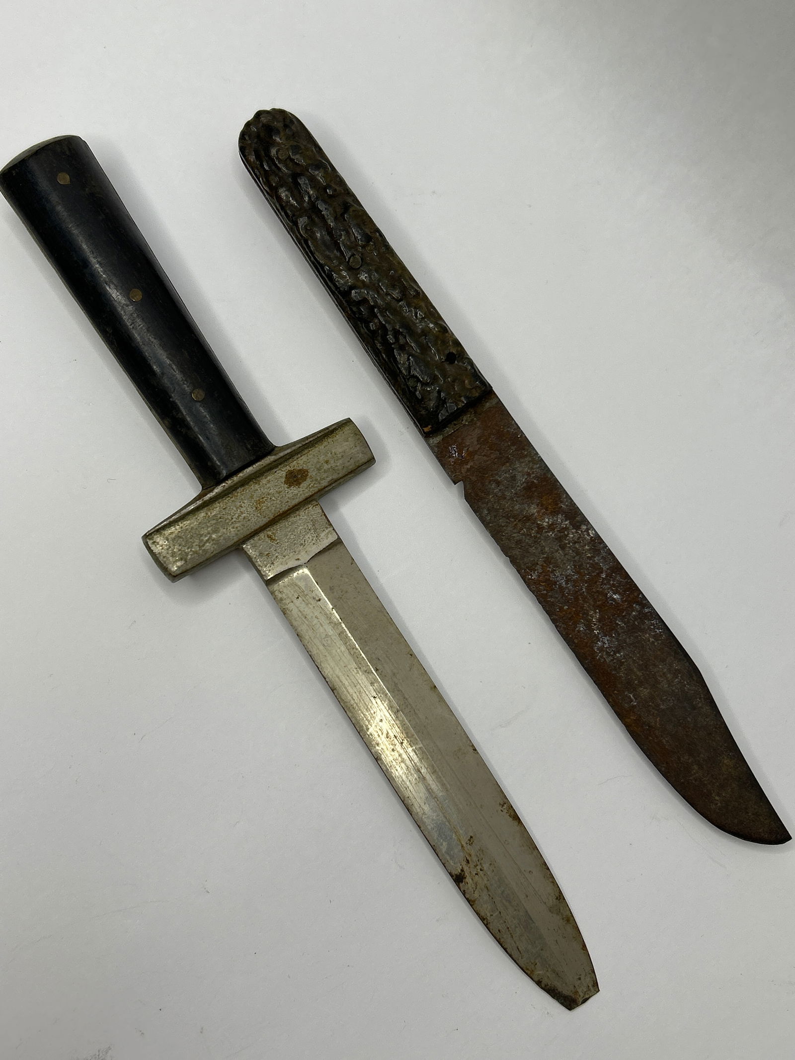 Antique Dagger and Knife, Tip Missing on Dagger, Blades Approx 6" (1 of 4)