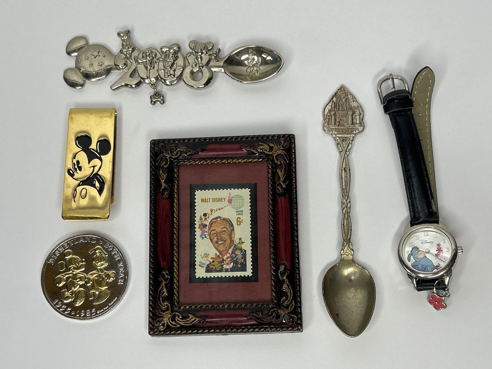 Walt Disney 6c Framed 1968 Postage Stamp, & Other Disney Souvenirs, Mickey, Eeyore, Donald Duck (1 of 5)