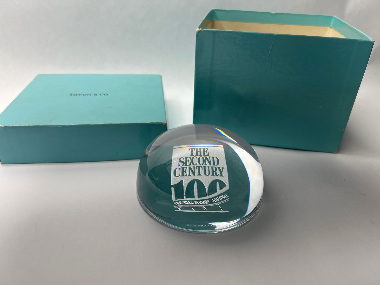 Tiffany & Co Paperweight The Wall Street Journal The Second Century Magnifying Glass Dome w/Box (1 of 5)