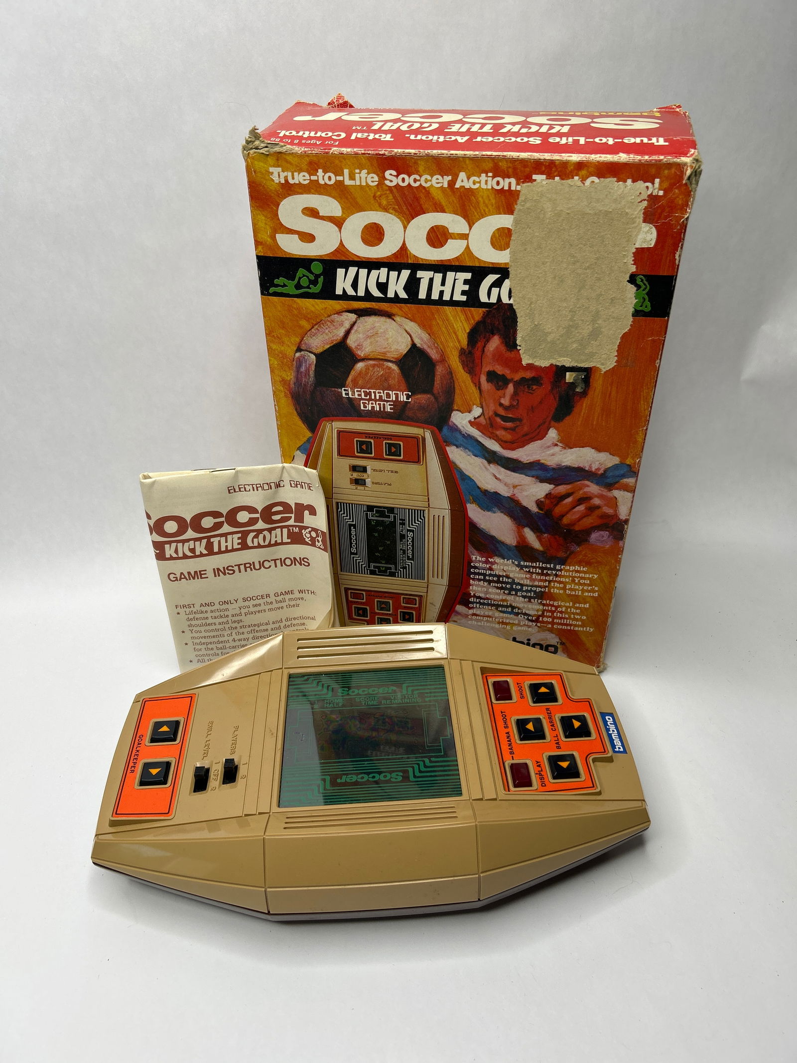 1979 KICK THE GOAL Soccer - Electronic Handheld Game by Bambino, Inc. Not Tested, Original Box (1 of 6)