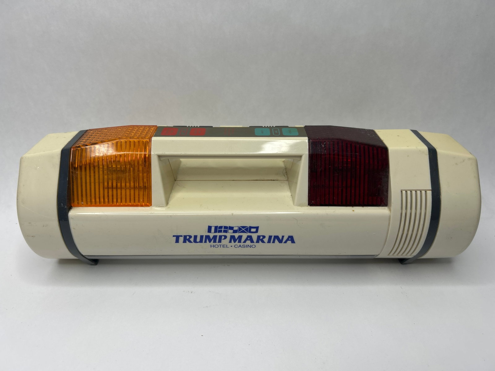 TRUMP MARINA Hotel & Casino Advertising Vintage Camping/Automotive Flashlight, Spotlight, 12.5": Charging cord not included, not tested Bidding on this item will be indication that the Bidder acknowledges that they have read and agreed to the Terms and Conditions posted to this Auction
